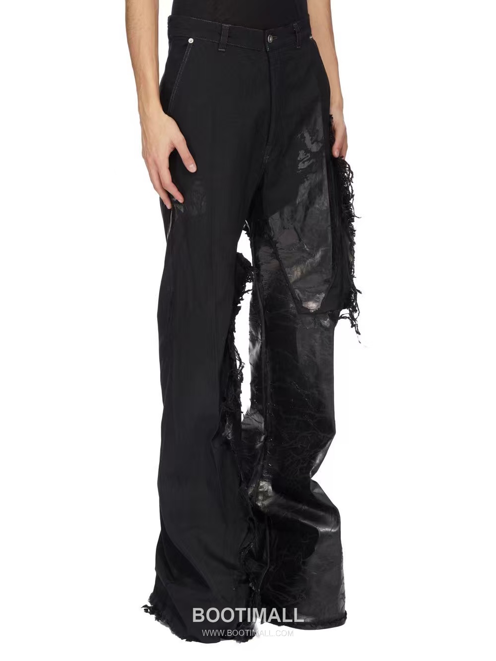 Rick Owens Waxed Patchwork Pants Cotton, Denim Black 릭오웬스 왁스드 패치워크 팬츠 코튼, 데님 블랙 3