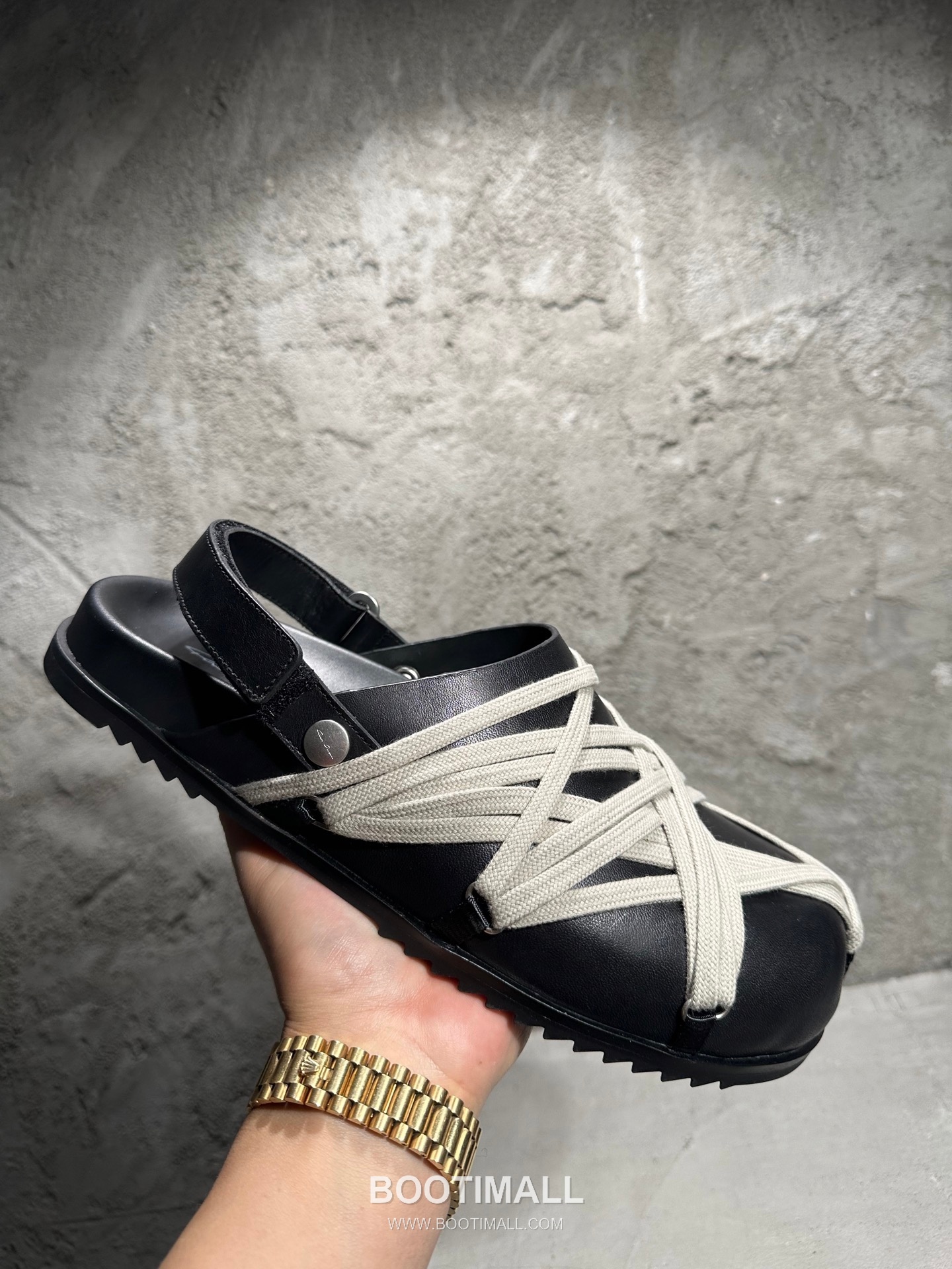 Rick Owens Strappy Sandals Grained Calfskin Leather Black 릭오웬스 스트랩 샌들 그레인 카프스킨 레더 블랙 5