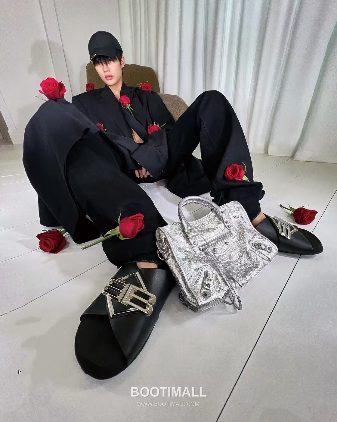 Balenciaga B Logo Slides Leather Rubber Black 발렌시아가 B 로고 슬라이드 가죽 러버 블랙 8