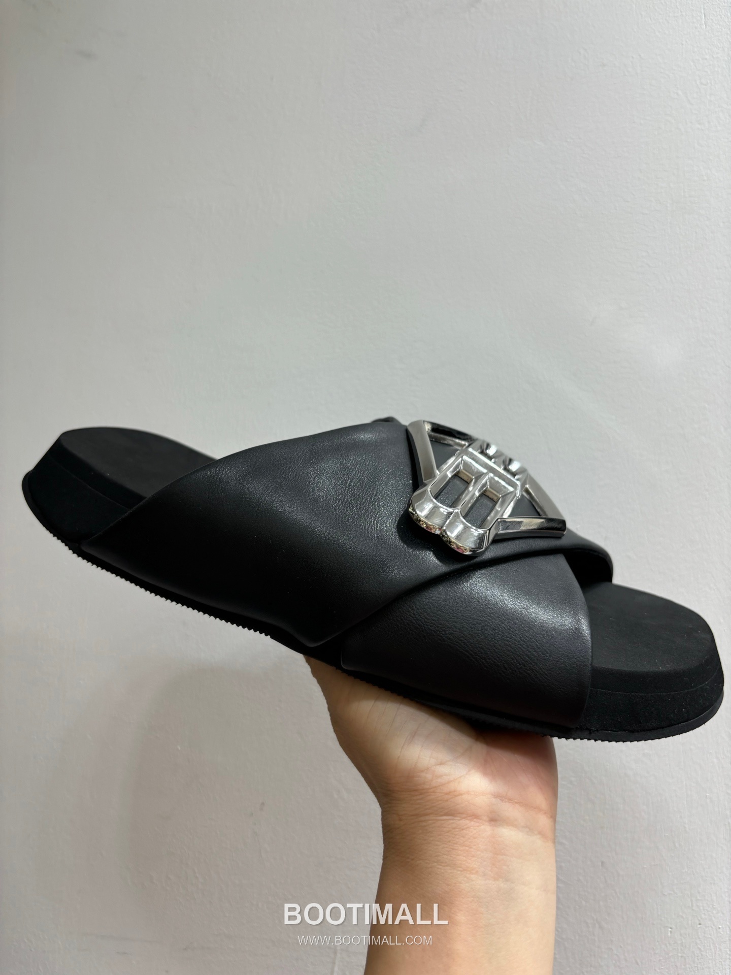 Balenciaga B Logo Slides Leather Rubber Black 발렌시아가 B 로고 슬라이드 가죽 러버 블랙 17