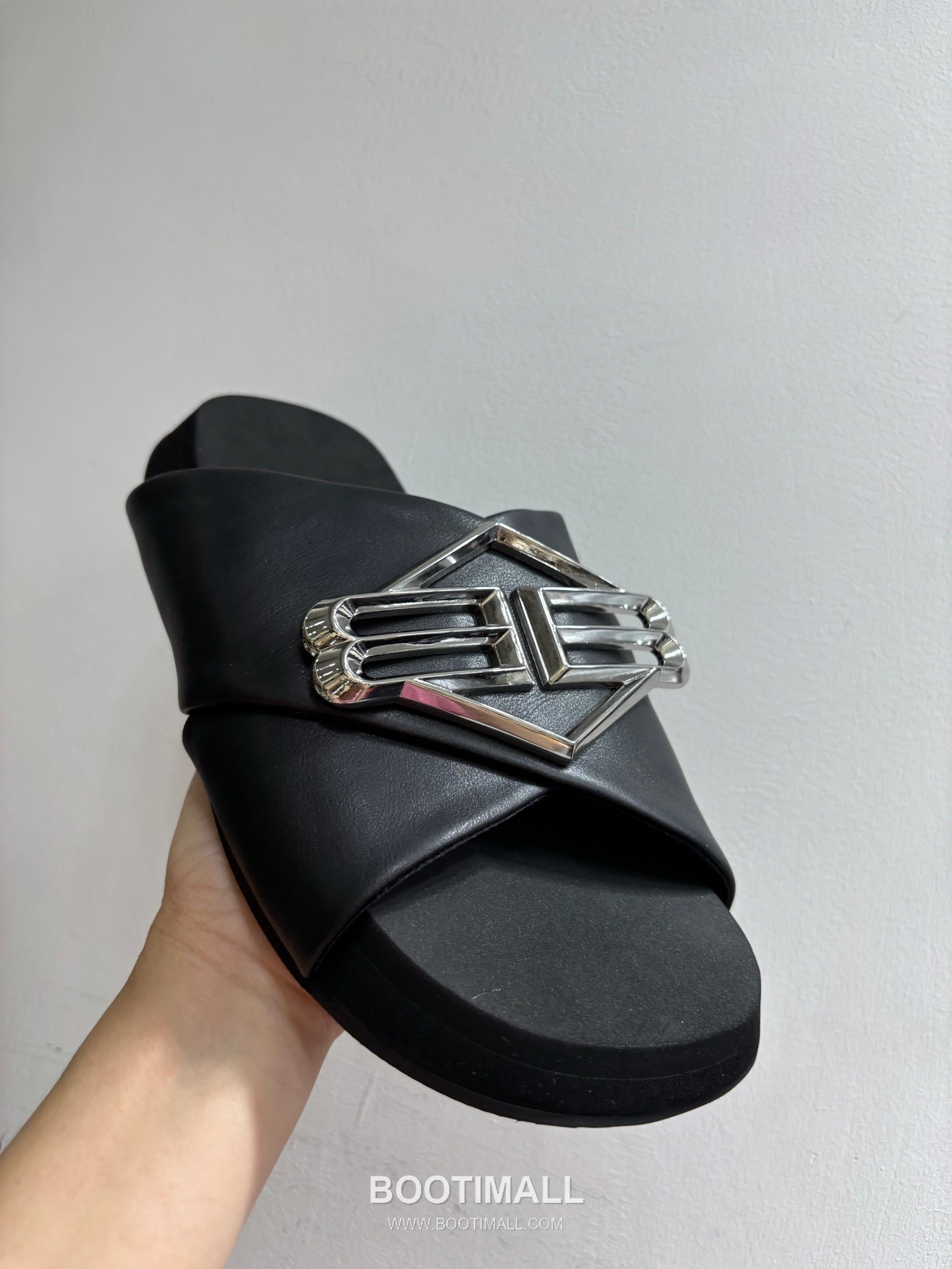 Balenciaga B Logo Slides Leather Rubber Black 발렌시아가 B 로고 슬라이드 가죽 러버 블랙 18