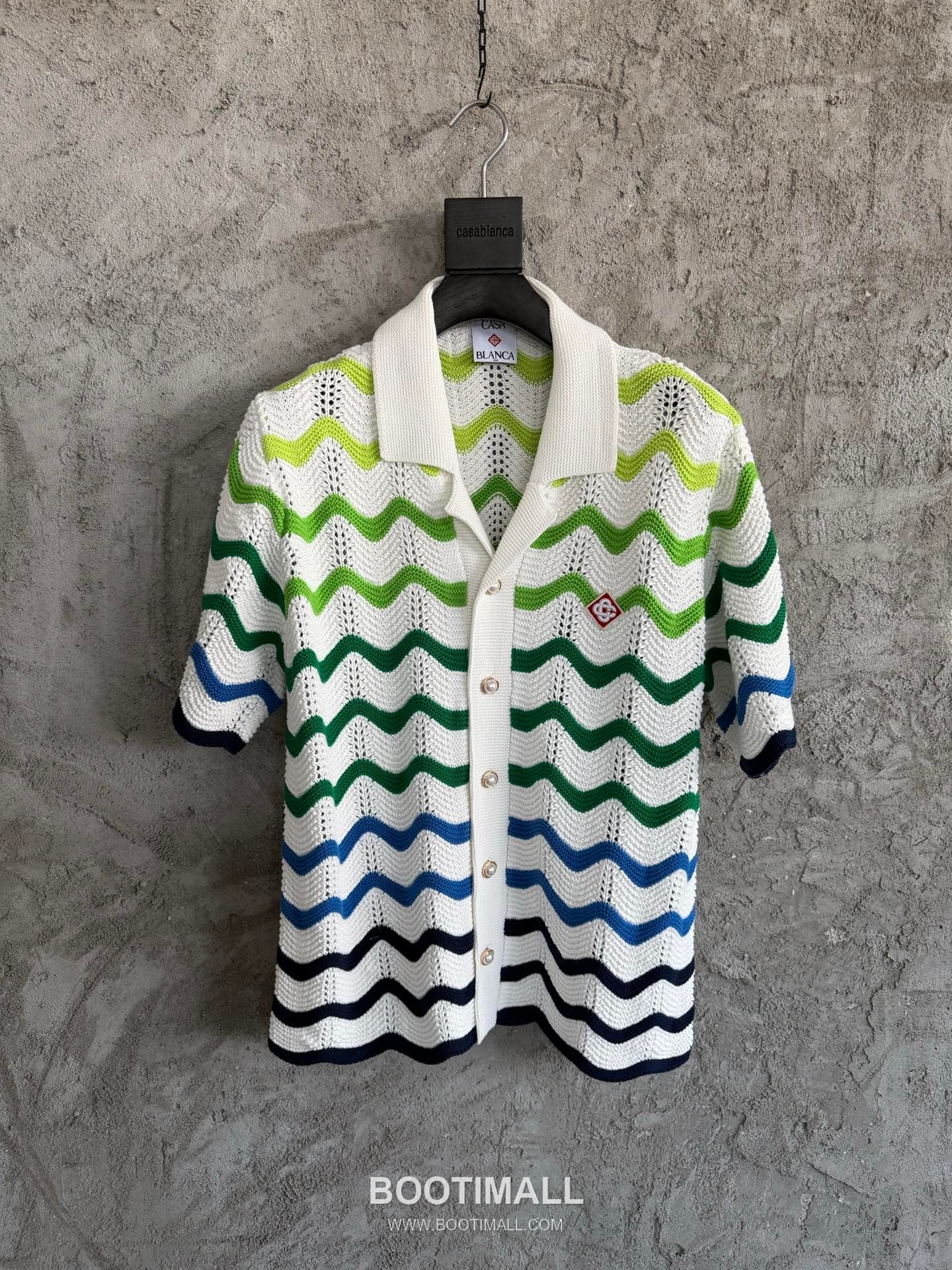 Casablanca Wave Knit Shirt Cotton White 카사블랑카 웨이브 니트 셔츠 코튼 화이트 1