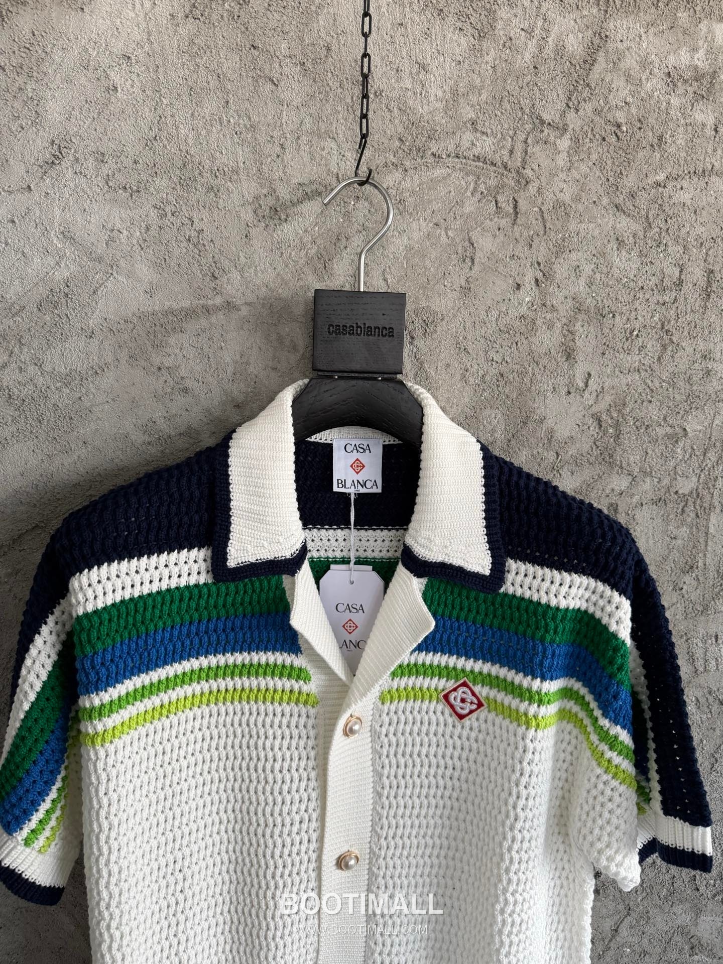 Casablanca Crochet Stripe Shirt Cotton White Knit Shirt 카사블랑카 크로셰 스트라이프 셔츠 코튼 화이트 니트 셔츠 3