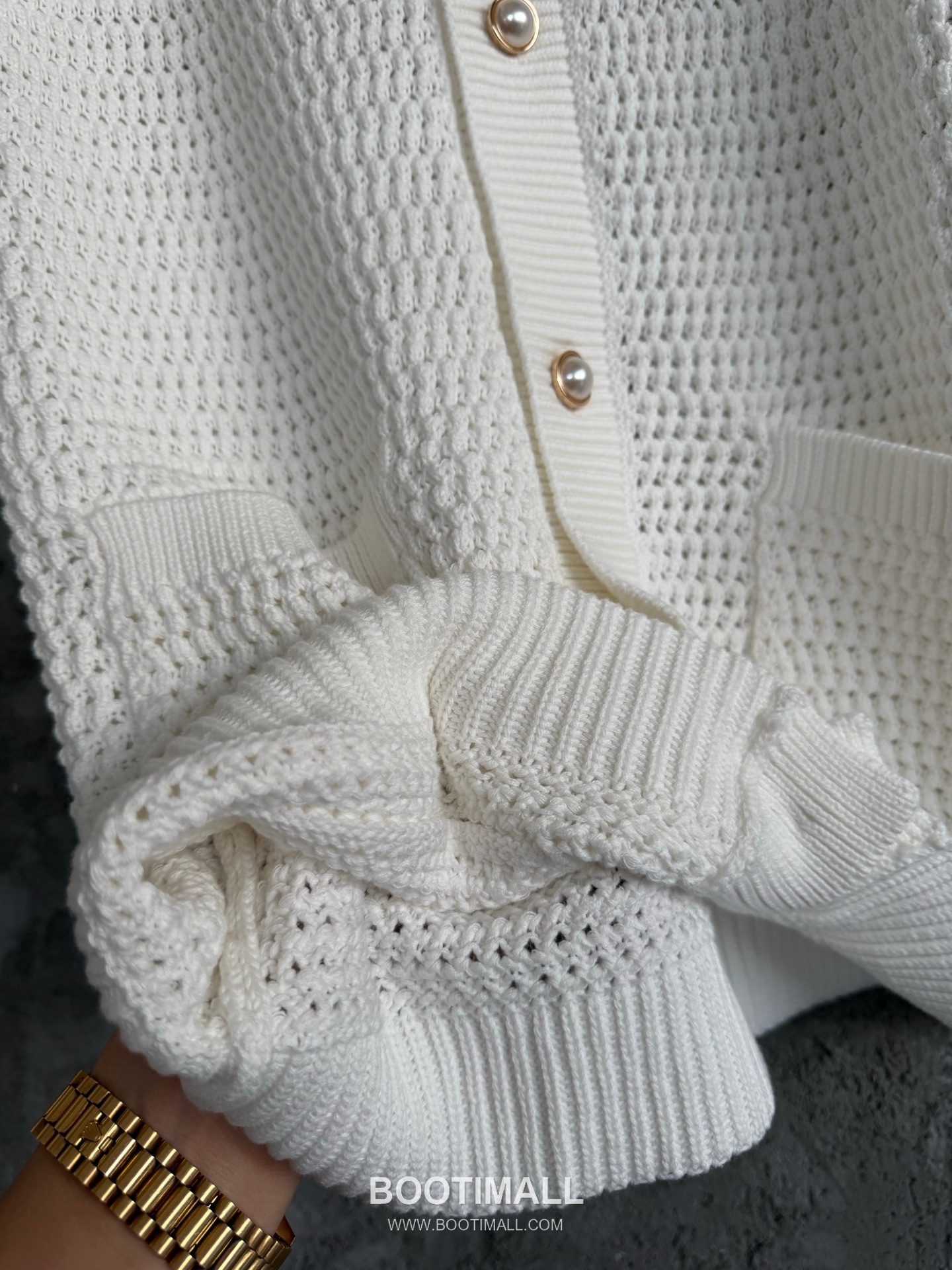 Casablanca Crochet Stripe Shirt Cotton White Knit Shirt 카사블랑카 크로셰 스트라이프 셔츠 코튼 화이트 니트 셔츠 7