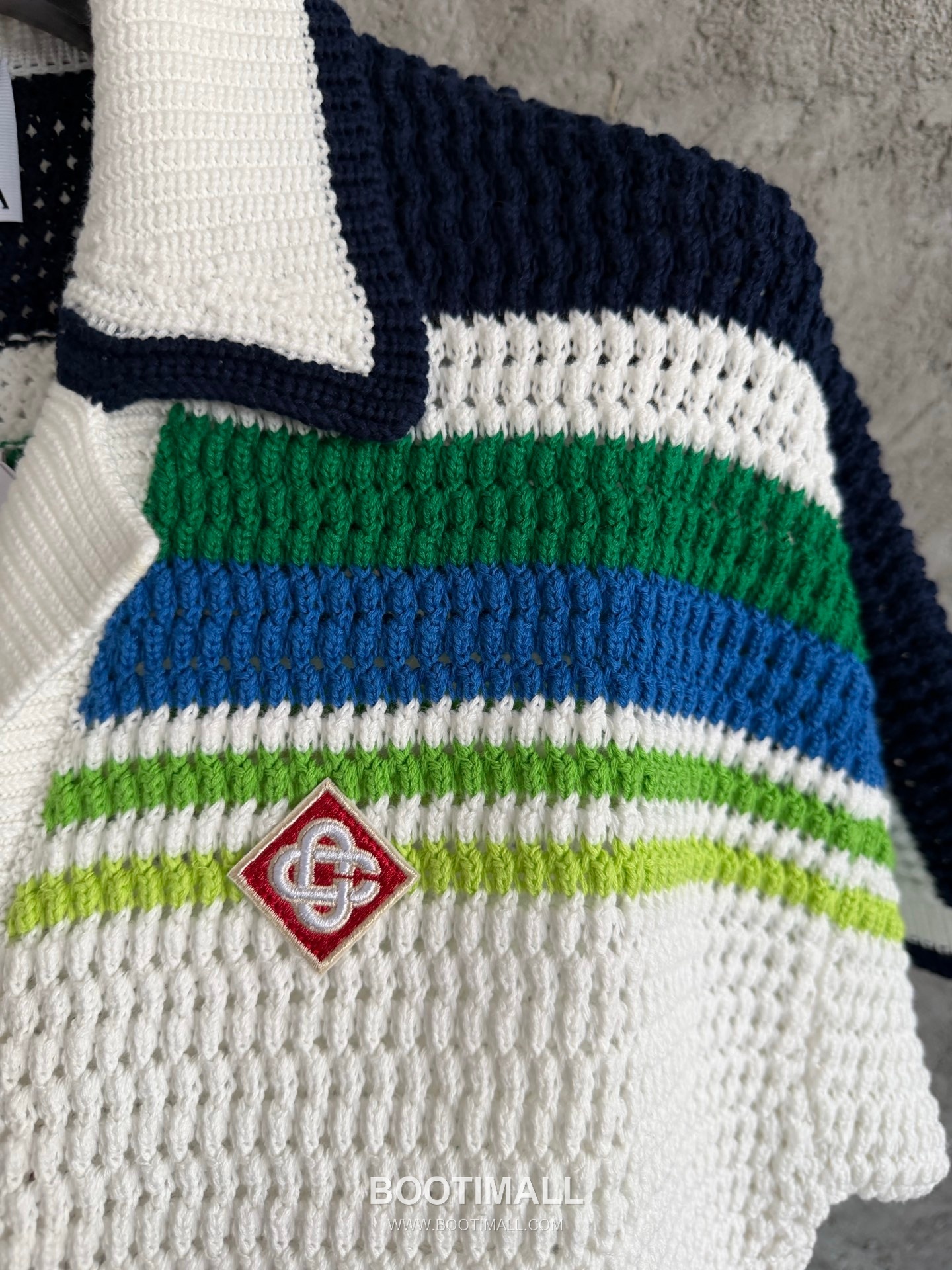 Casablanca Crochet Stripe Shirt Cotton White Knit Shirt 카사블랑카 크로셰 스트라이프 셔츠 코튼 화이트 니트 셔츠 9