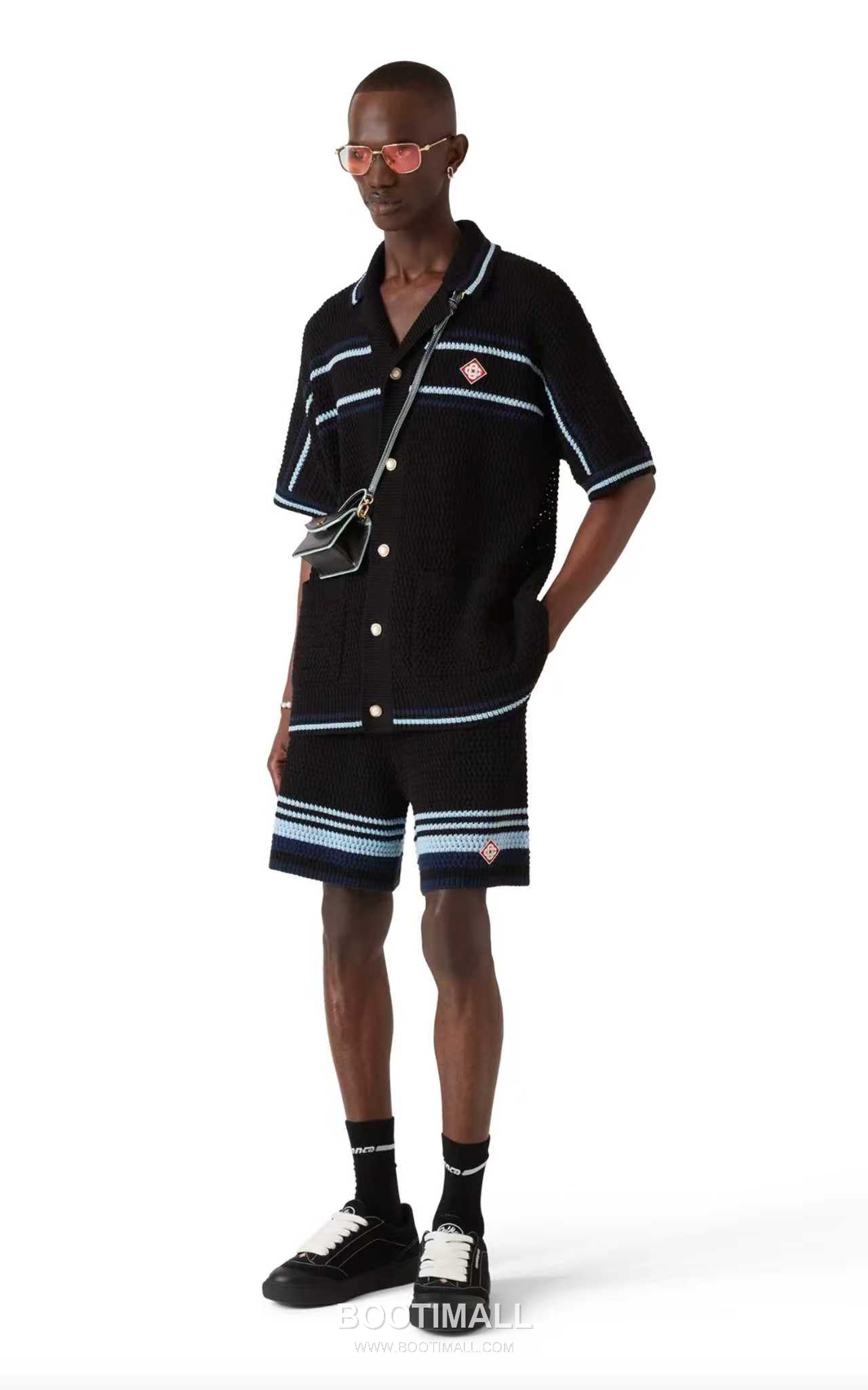 Casablanca Woven Stripe Shorts Cotton White 카사블랑카 우븐 스트라이프 쇼츠 코튼 화이트 1