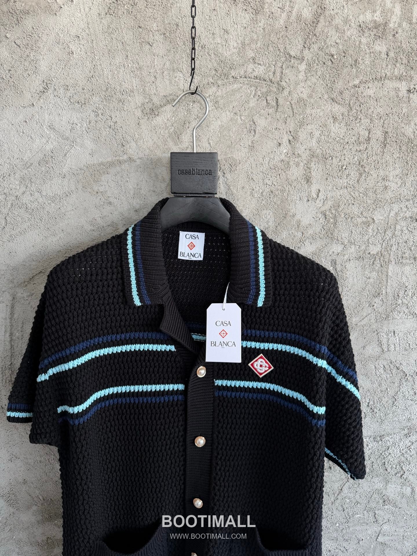 Casablanca Crochet Stripe Shirt Cotton White Knit Shirt 카사블랑카 크로셰 스트라이프 셔츠 코튼 화이트 니트 셔츠 3