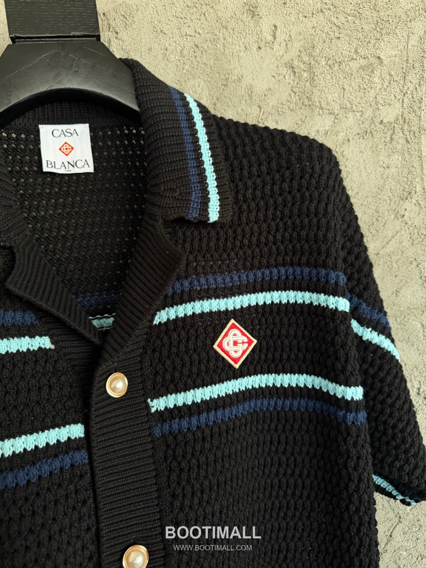 Casablanca Crochet Stripe Shirt Cotton White Knit Shirt 카사블랑카 크로셰 스트라이프 셔츠 코튼 화이트 니트 셔츠 6