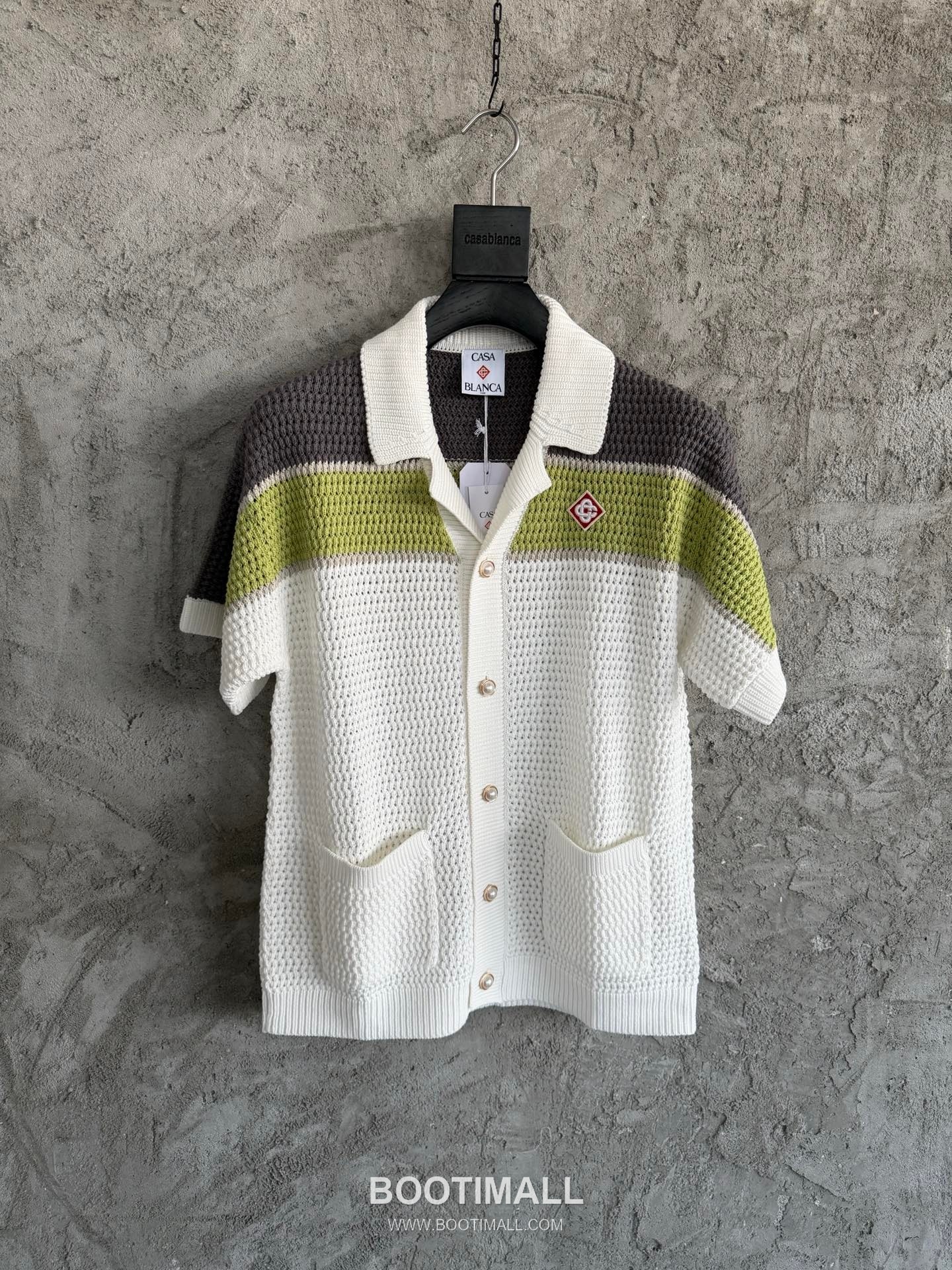 Casablanca Woven Stripe Shirt Cotton 100% Yellow Short Sleeve Shirt 카사블랑카 우븐 스트라이프 셔츠 코튼 100% 옐로우 반팔 셔츠 1