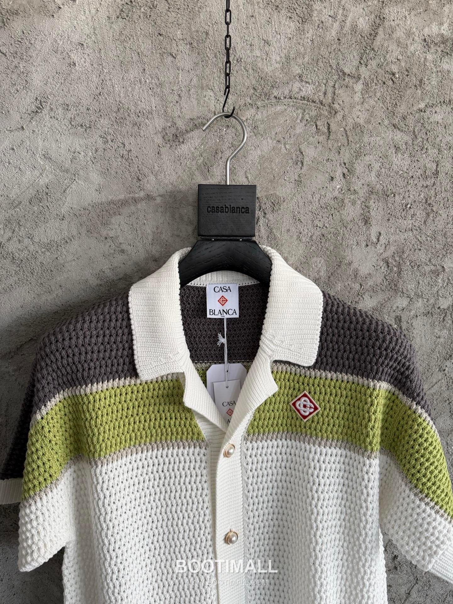 Casablanca Woven Stripe Shirt Cotton 100% Yellow Short Sleeve Shirt 카사블랑카 우븐 스트라이프 셔츠 코튼 100% 옐로우 반팔 셔츠 3