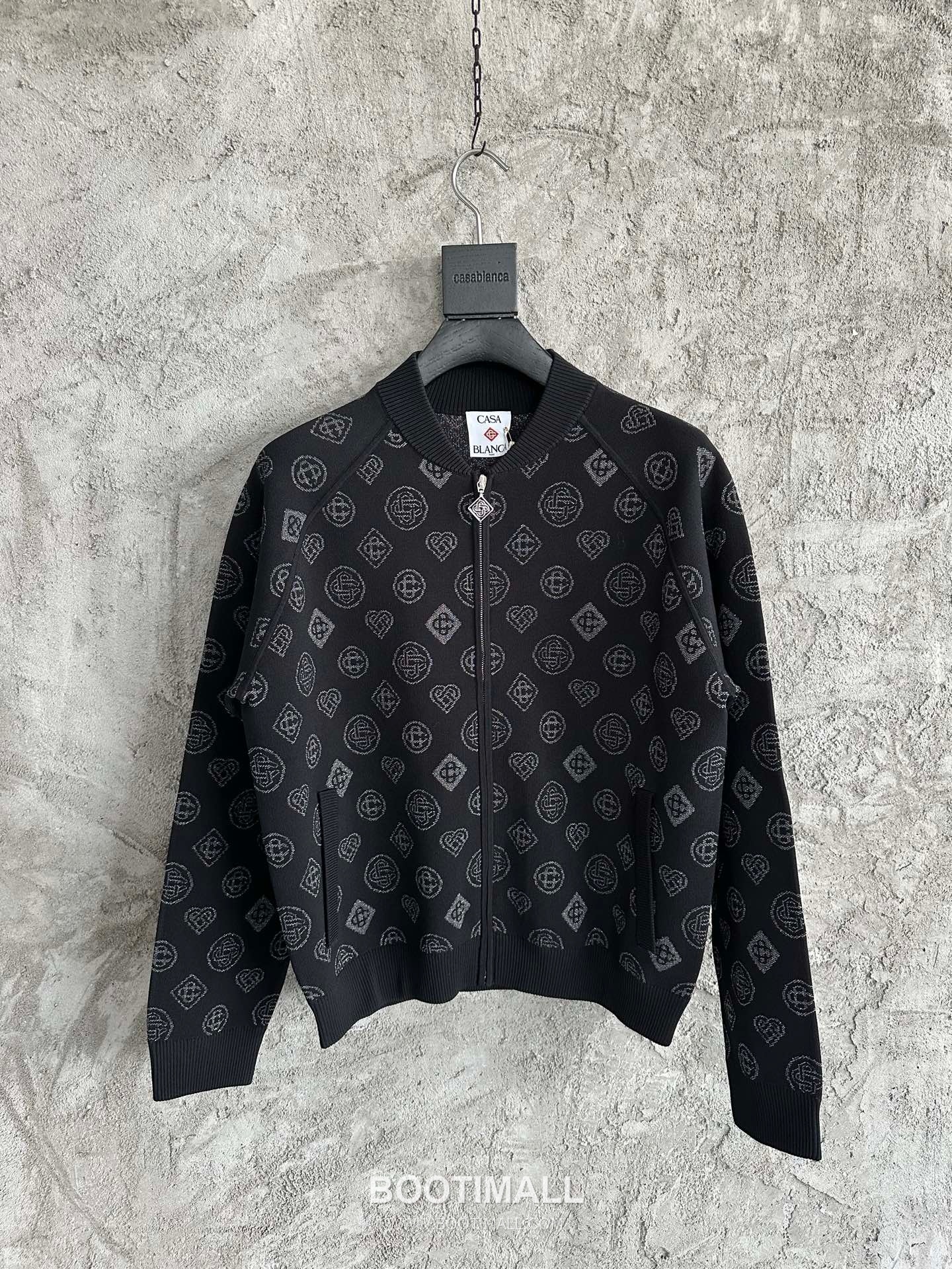 Casablanca Heart Zip Jacket Viscose, Polyester, Rayon, Elastane Black 카사블랑카 하트 지퍼 자켓 비스코스, 폴리에스터, 레이온, 엘라스테인 블랙 1