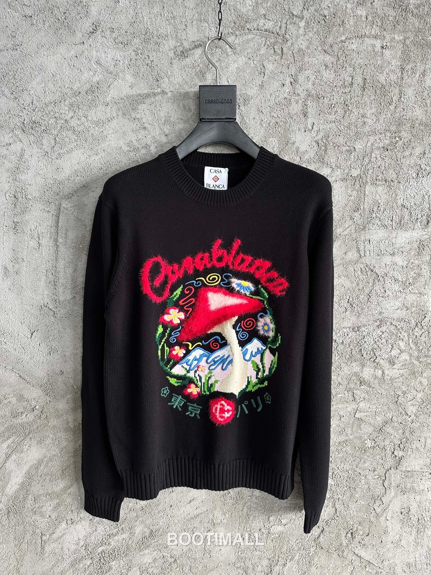 Casablanca Mushroom Jacquard Sweater Cotton Black Knit Sweater 카사블랑카 머쉬룸 자카드 스웨터 코튼 블랙 니트 스웨터 7