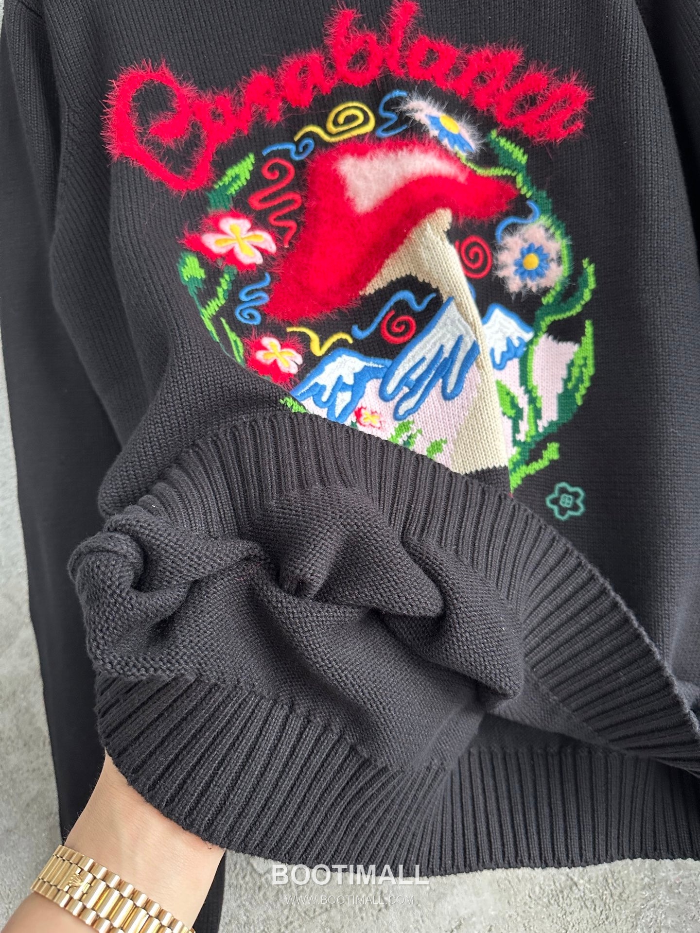 Casablanca Mushroom Jacquard Sweater Cotton Black Knit Sweater 카사블랑카 머쉬룸 자카드 스웨터 코튼 블랙 니트 스웨터 14