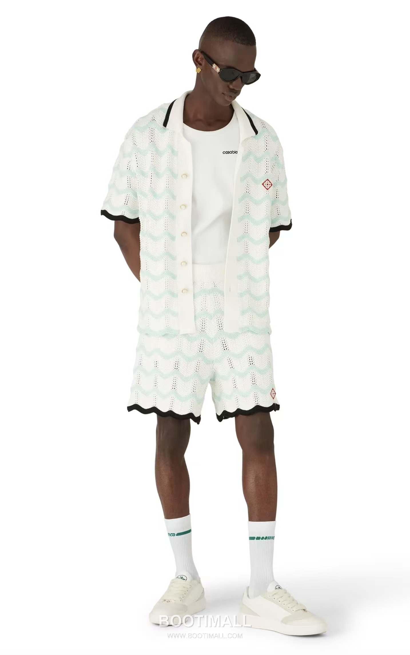 Casablanca Wave Knit Shorts Cotton Black 카사블랑카 웨이브 니트 쇼츠 코튼 블랙 1