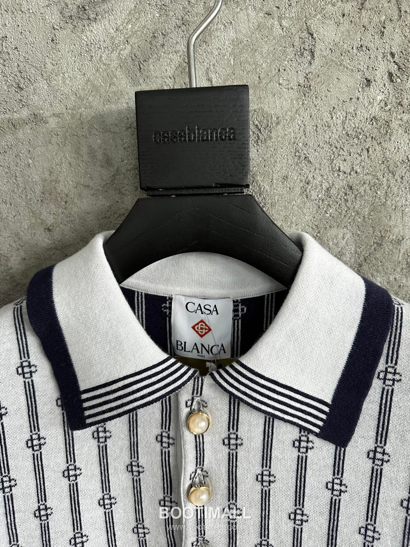 Casablanca Striped Knit Polo Cotton White Polo Shirt 카사블랑카 스트라이프 니트 폴로 코튼 화이트 폴로셔츠 7