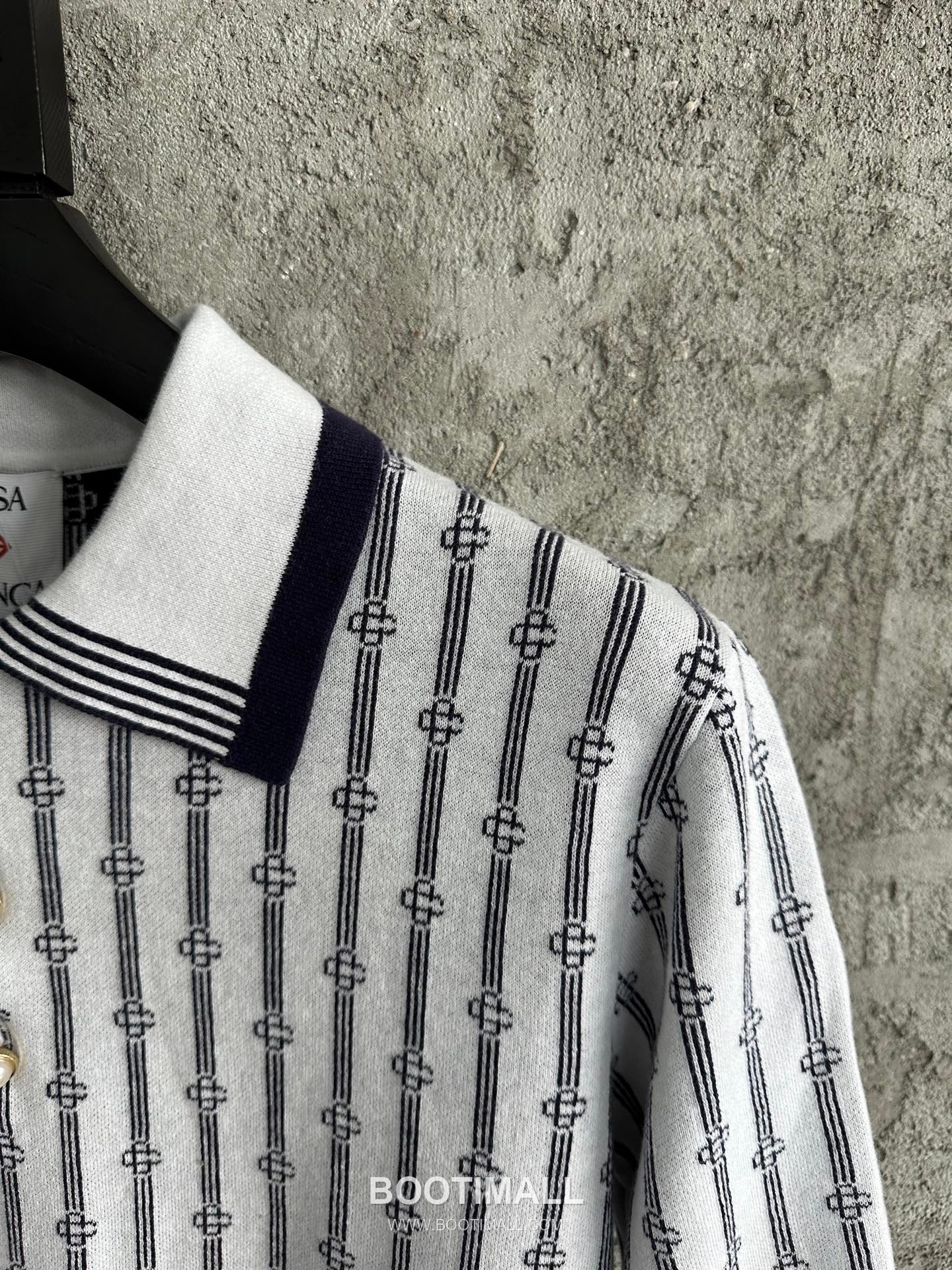 Casablanca Striped Knit Polo Cotton White Polo Shirt 카사블랑카 스트라이프 니트 폴로 코튼 화이트 폴로셔츠 8