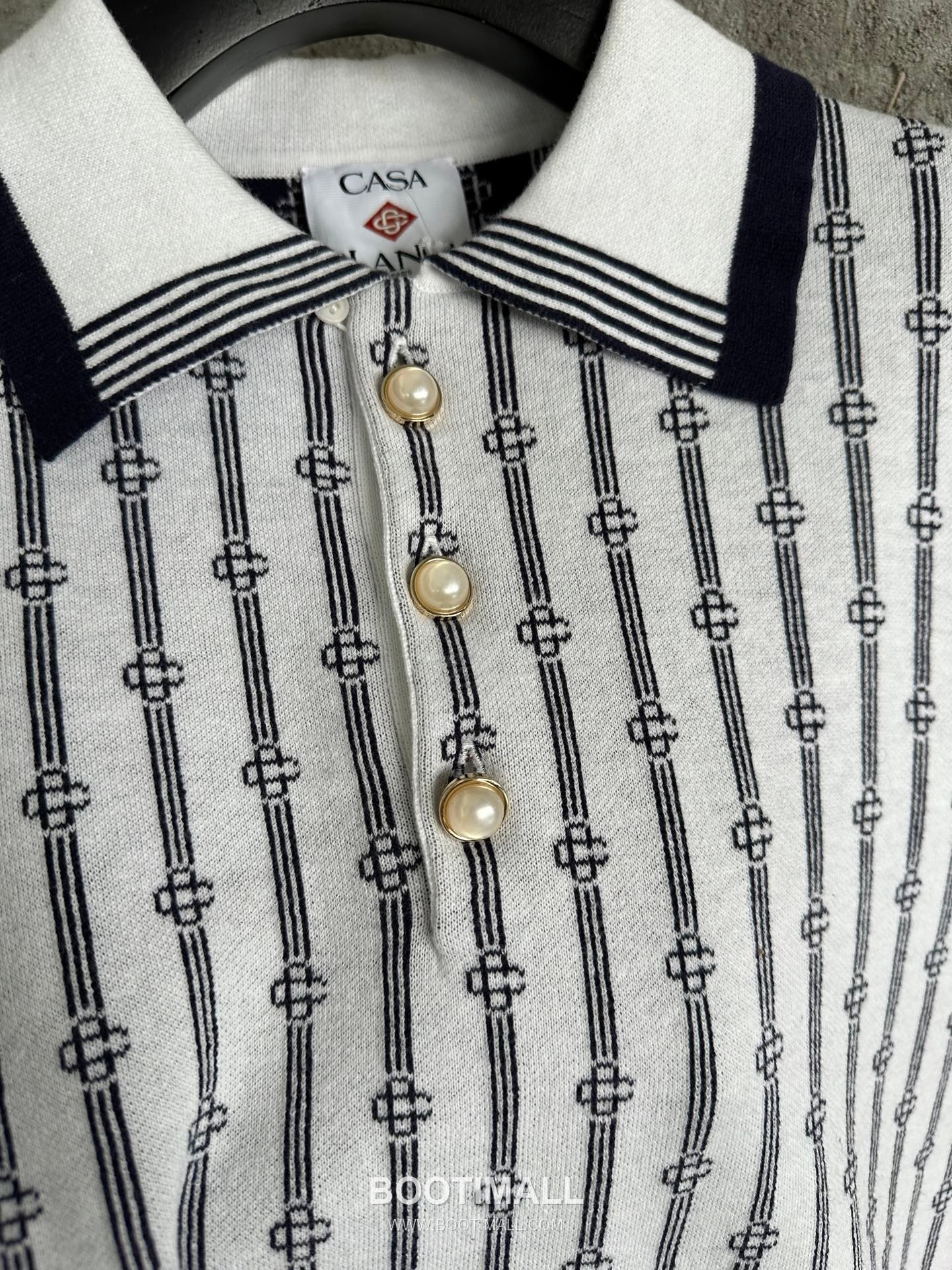 Casablanca Striped Knit Polo Cotton White Polo Shirt 카사블랑카 스트라이프 니트 폴로 코튼 화이트 폴로셔츠 9