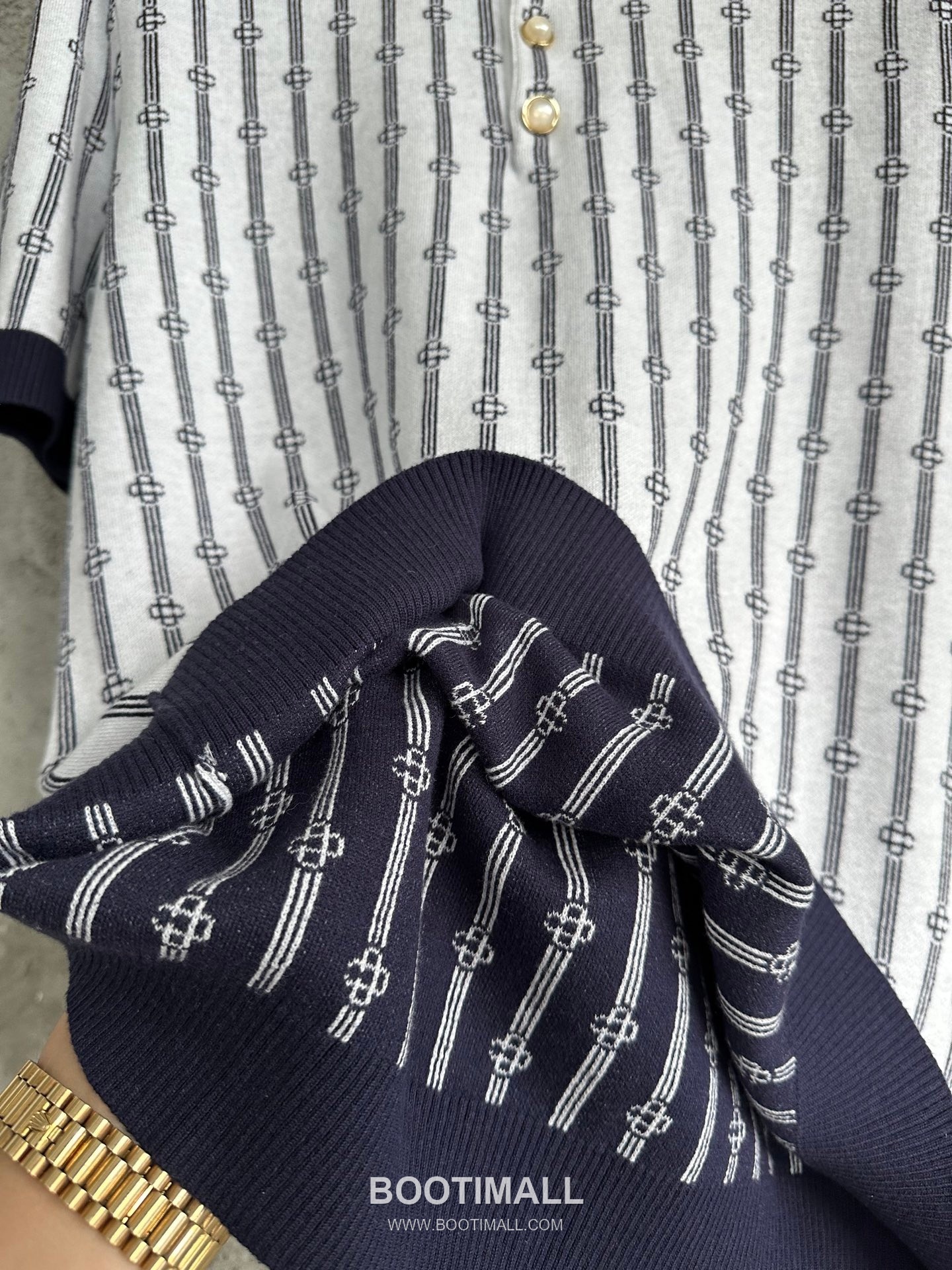 Casablanca Striped Knit Polo Cotton White Polo Shirt 카사블랑카 스트라이프 니트 폴로 코튼 화이트 폴로셔츠 11