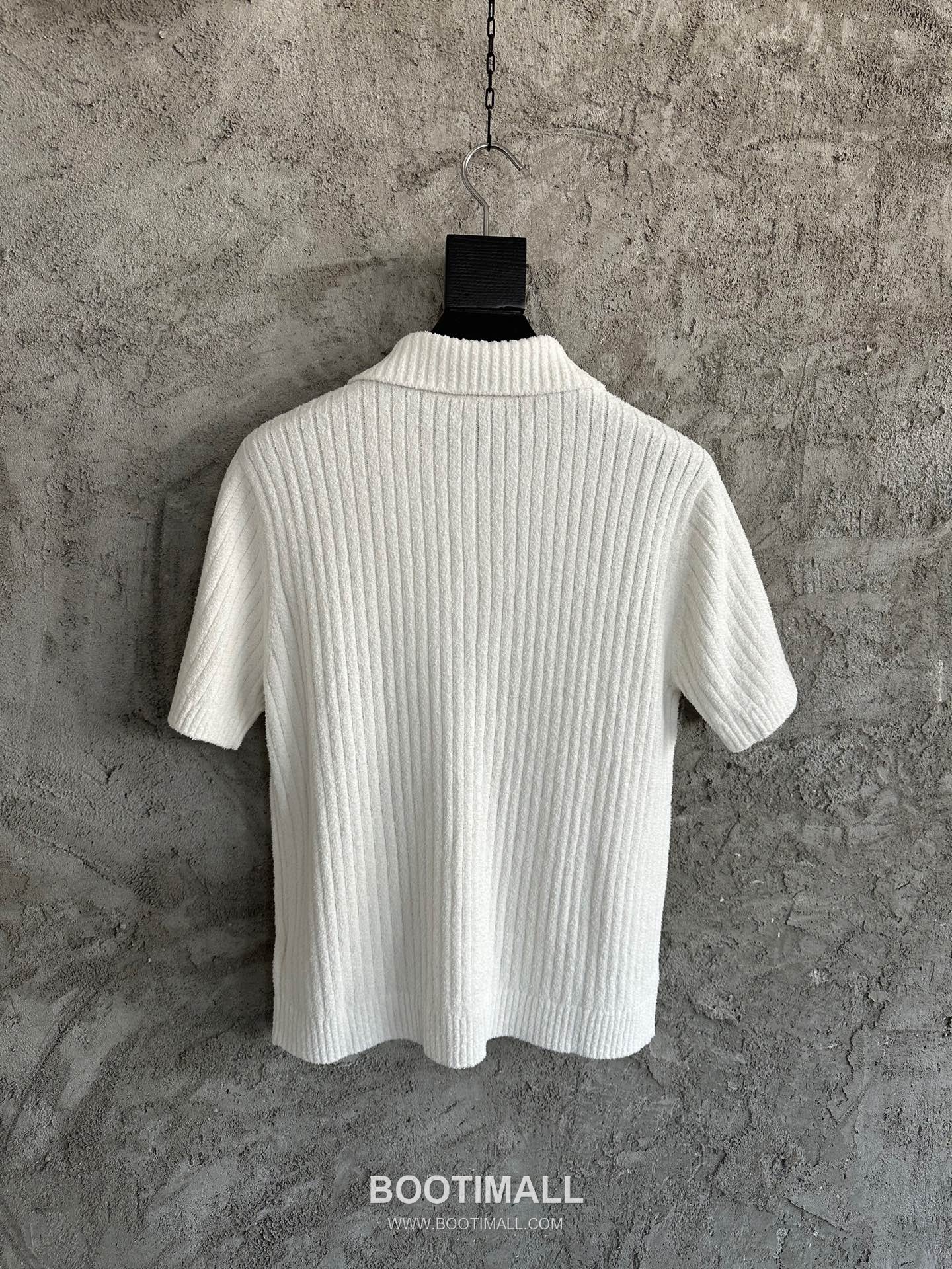 Casablanca Striped Knit Polo Terry Cotton White Polo Shirt 카사블랑카 스트라이프 니트 폴로 테리 코튼 화이트 폴로 셔츠 2