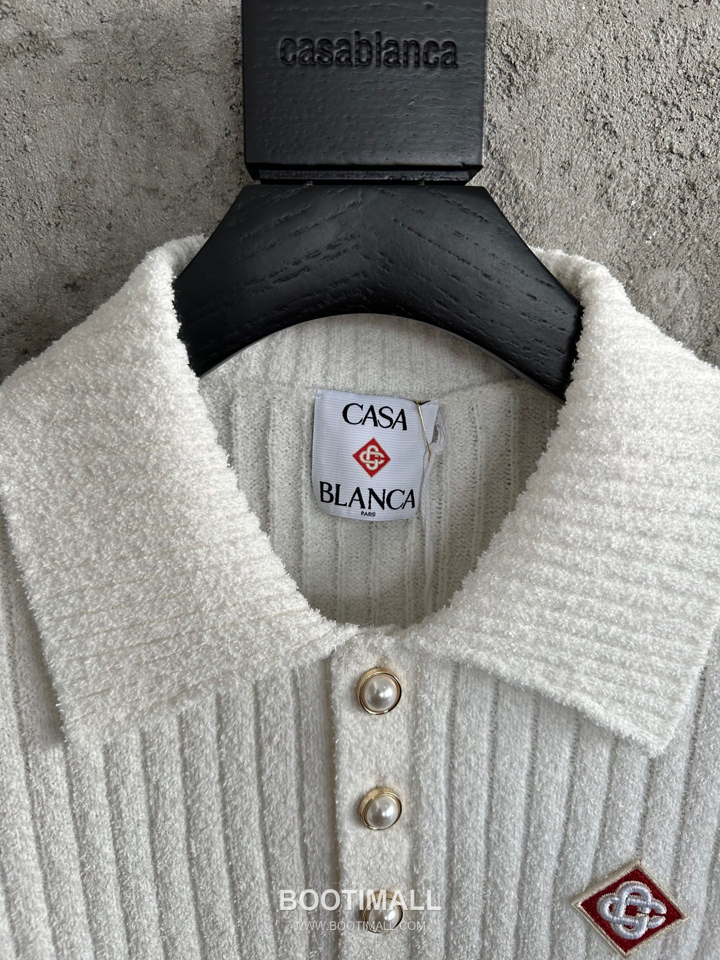 Casablanca Striped Knit Polo Terry Cotton White Polo Shirt 카사블랑카 스트라이프 니트 폴로 테리 코튼 화이트 폴로 셔츠 4