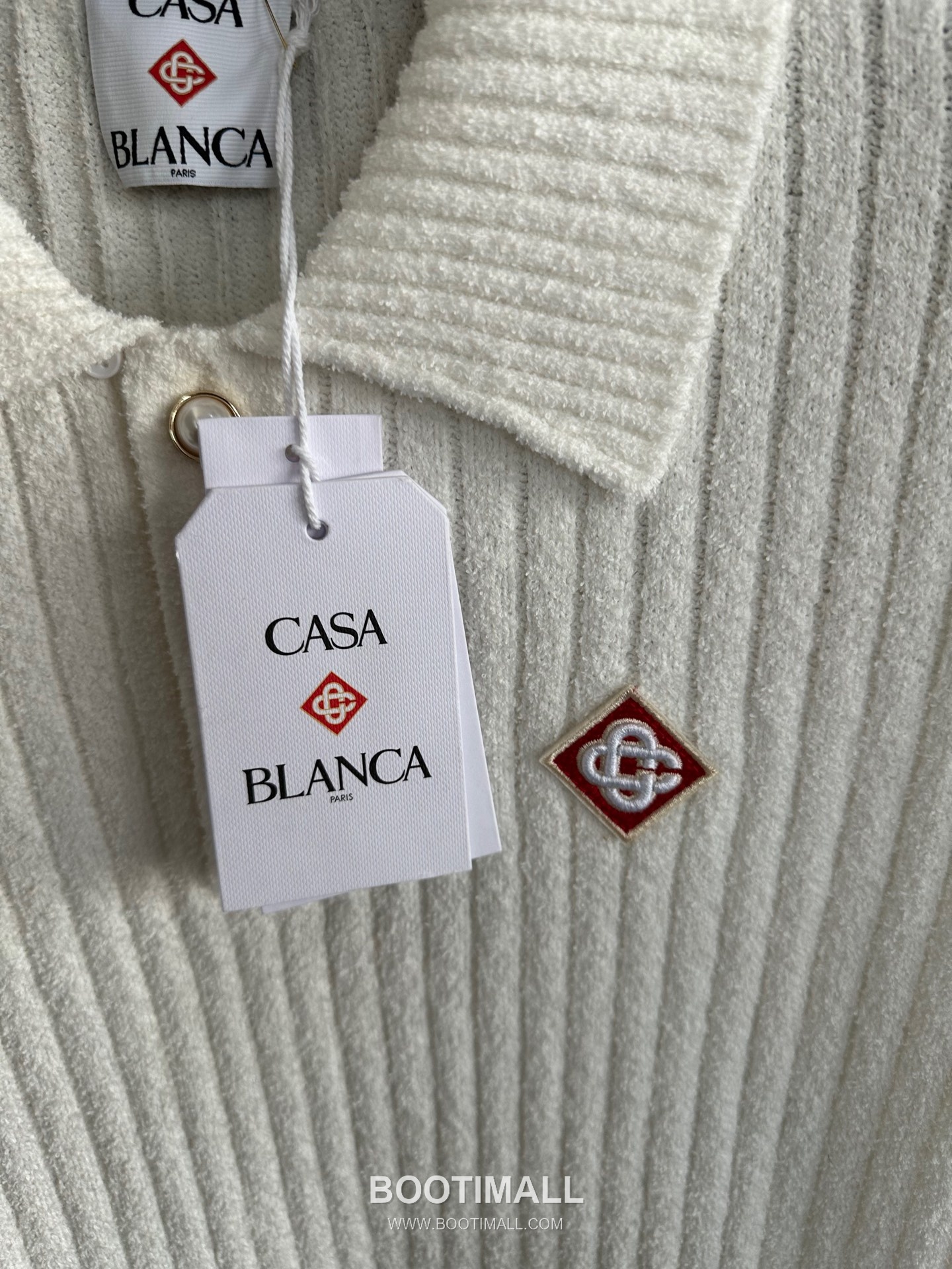 Casablanca Striped Knit Polo Terry Cotton White Polo Shirt 카사블랑카 스트라이프 니트 폴로 테리 코튼 화이트 폴로 셔츠 6