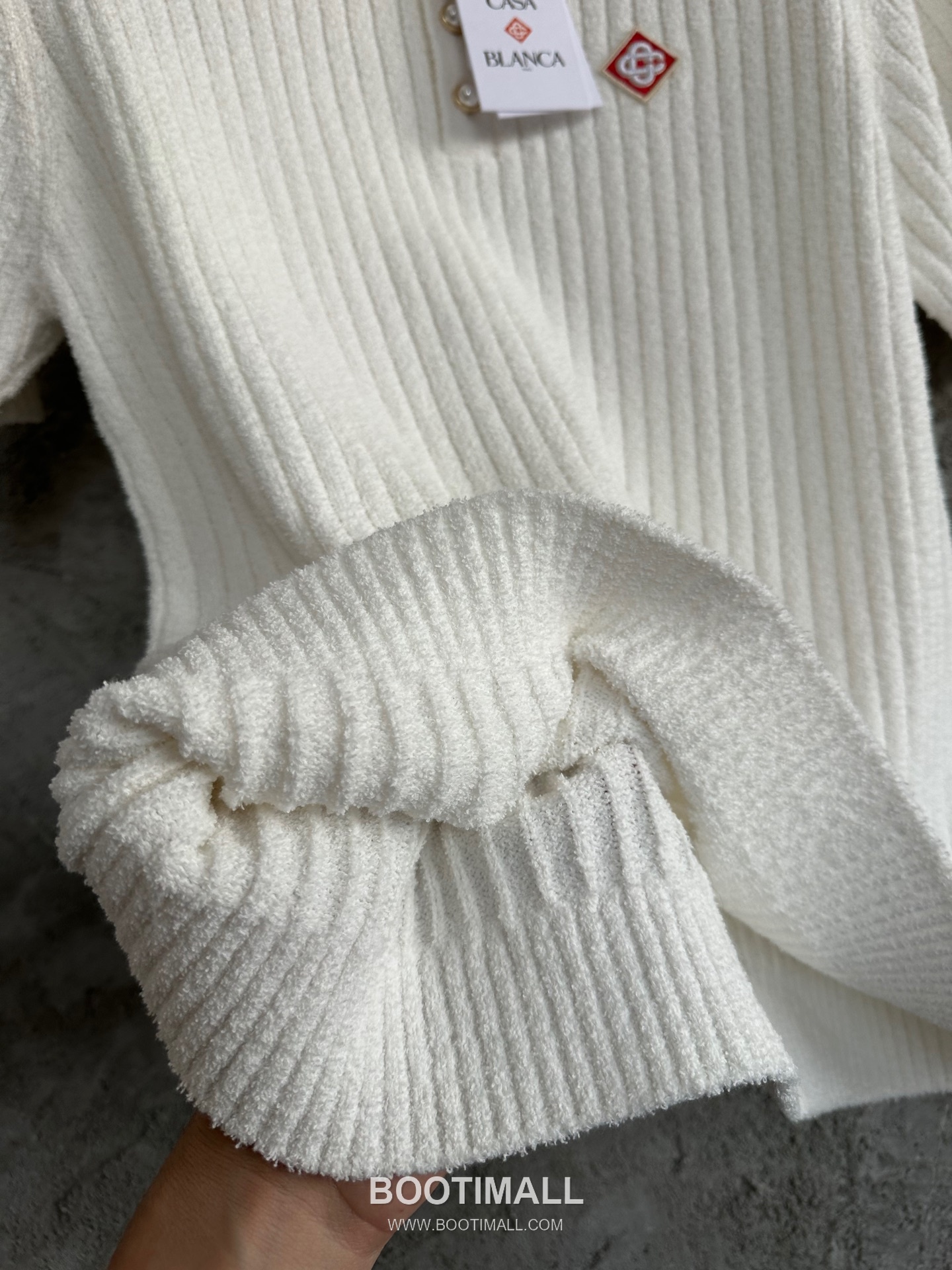 Casablanca Striped Knit Polo Terry Cotton White Polo Shirt 카사블랑카 스트라이프 니트 폴로 테리 코튼 화이트 폴로 셔츠 8