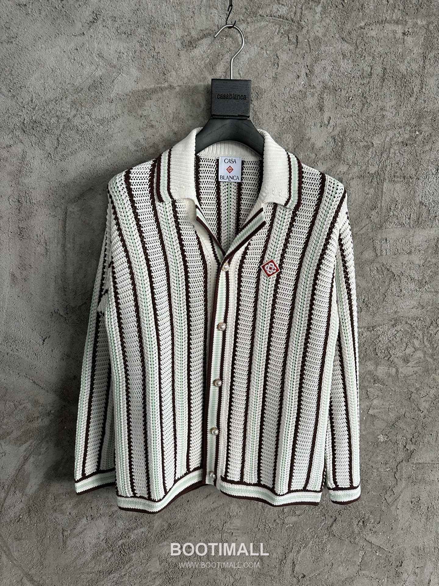 Casablanca Striped Knit Cardigan Cotton Brown 카사블랑카 스트라이프 니트 카디건 코튼 브라운 1
