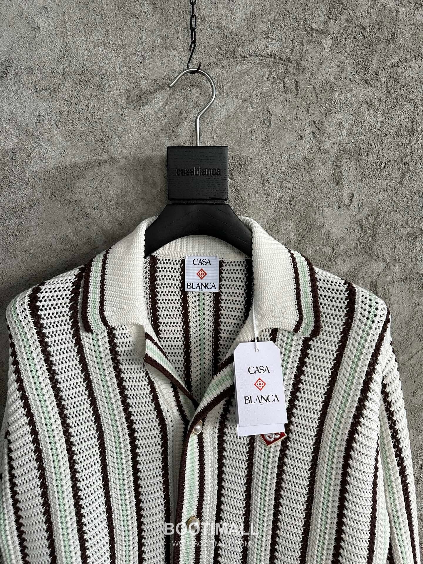 Casablanca Striped Knit Cardigan Cotton Brown 카사블랑카 스트라이프 니트 카디건 코튼 브라운 3