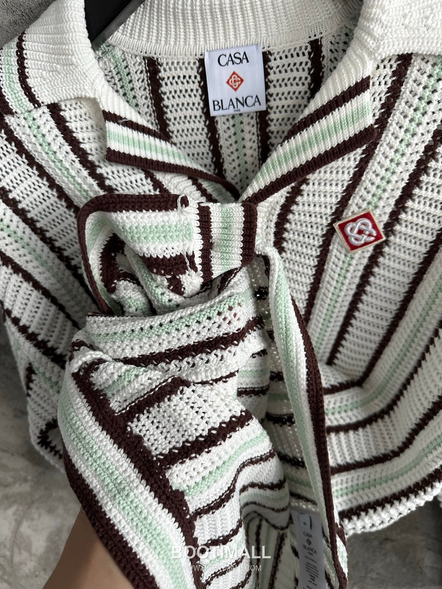 Casablanca Striped Knit Cardigan Cotton Brown 카사블랑카 스트라이프 니트 카디건 코튼 브라운 8