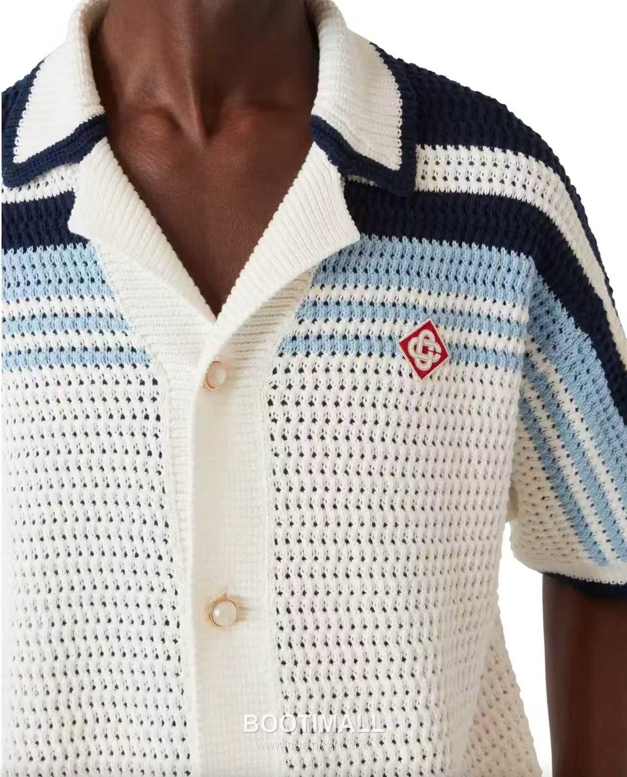 Casablanca Woven Stripe Shorts Cotton White 카사블랑카 우븐 스트라이프 쇼츠 코튼 화이트 1