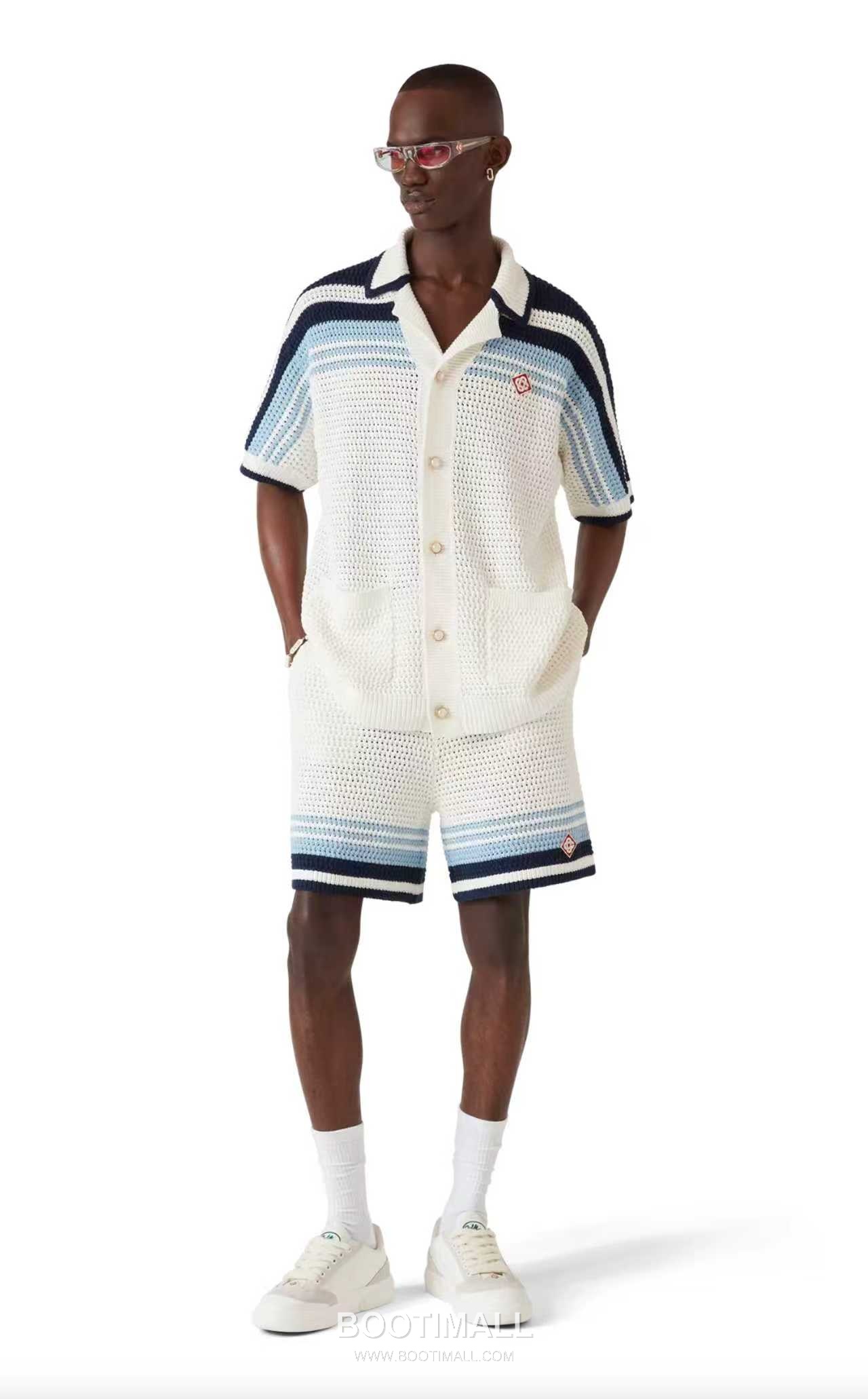 Casablanca Woven Stripe Shorts Cotton White 카사블랑카 우븐 스트라이프 쇼츠 코튼 화이트 2