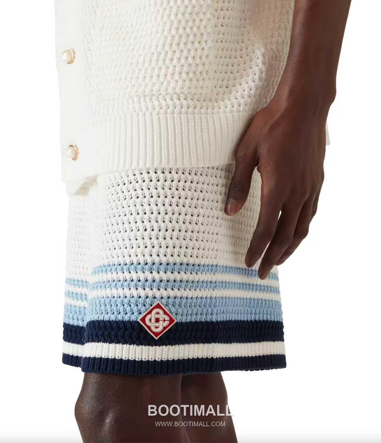 Casablanca Woven Stripe Shorts Cotton White 카사블랑카 우븐 스트라이프 쇼츠 코튼 화이트 3