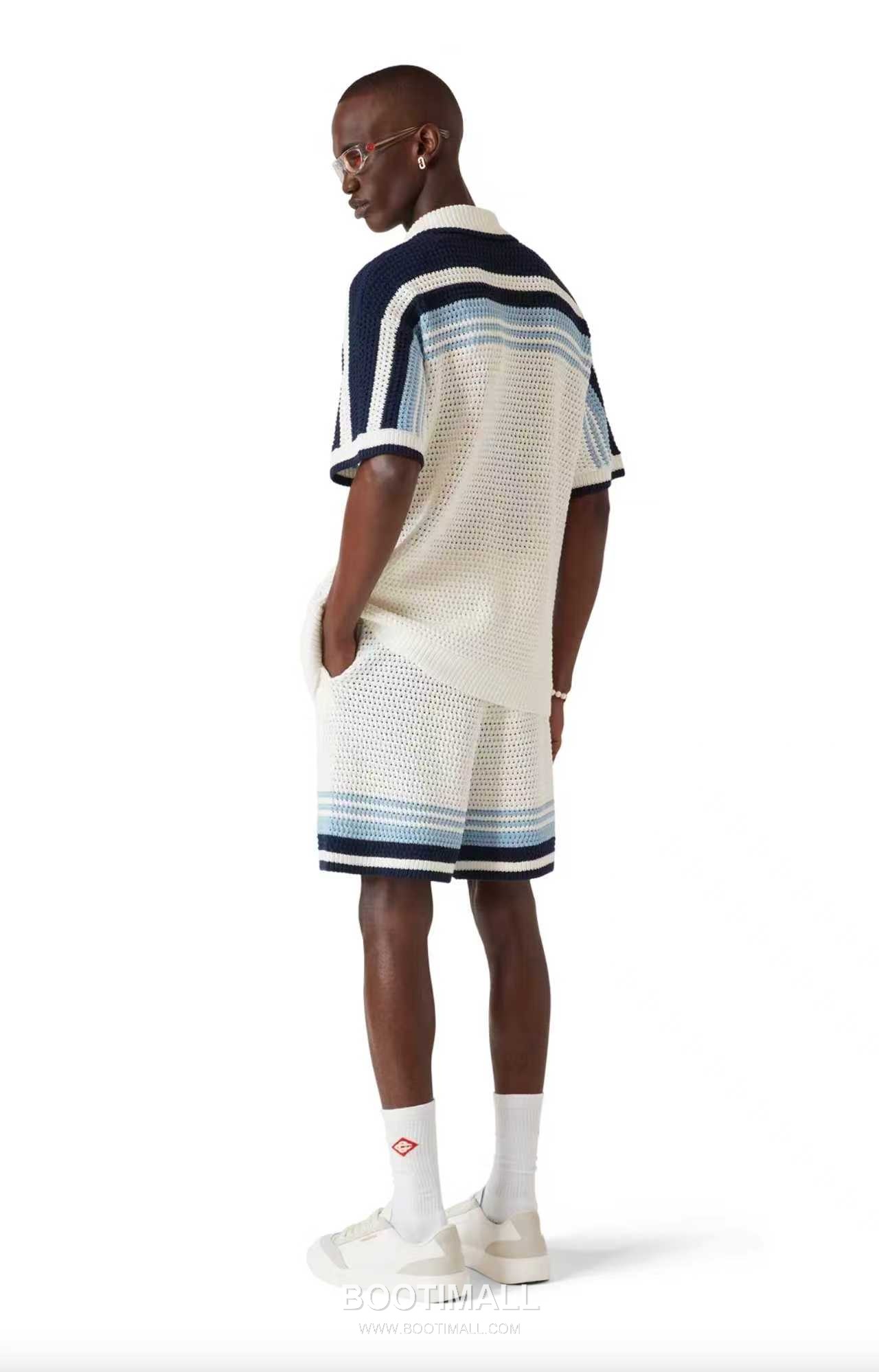 Casablanca Woven Stripe Shorts Cotton White 카사블랑카 우븐 스트라이프 쇼츠 코튼 화이트 4