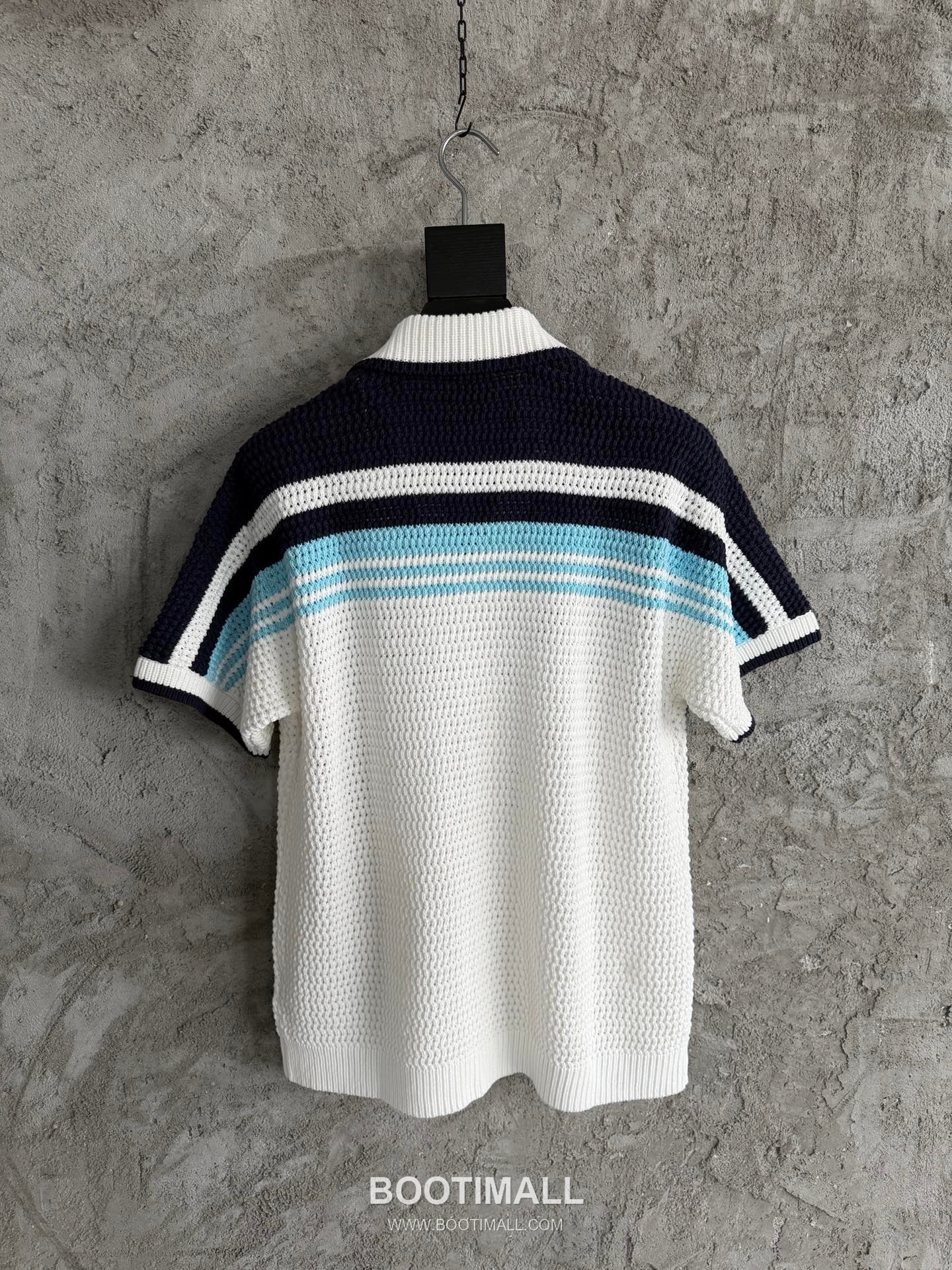 Casablanca Woven Stripe Shirt Cotton Navy Short Sleeve Shirt 카사블랑카 위븐 스트라이프 셔츠 코튼 네이비 반팔 셔츠 2