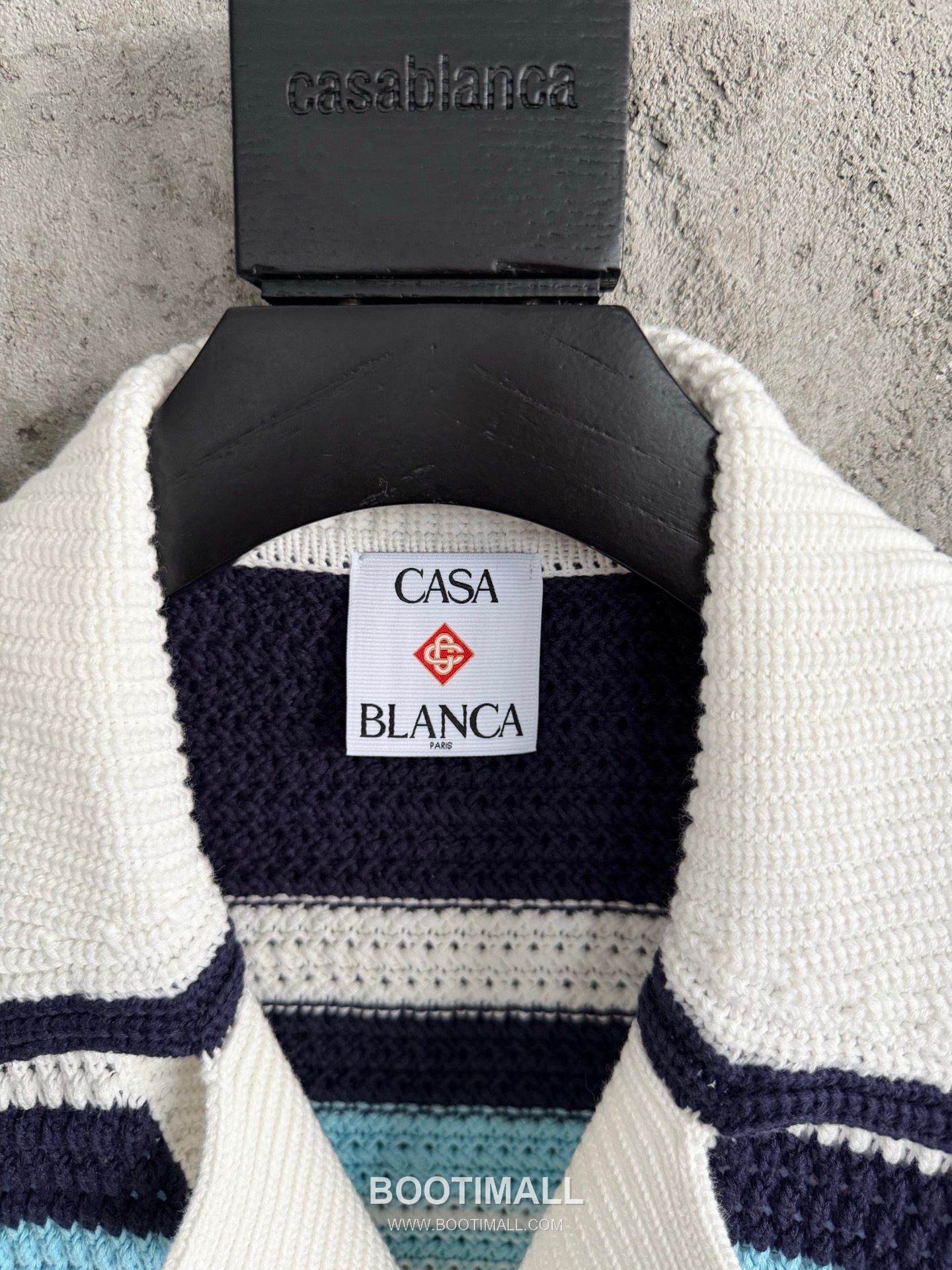 Casablanca Woven Stripe Shirt Cotton Navy Short Sleeve Shirt 카사블랑카 위븐 스트라이프 셔츠 코튼 네이비 반팔 셔츠 4