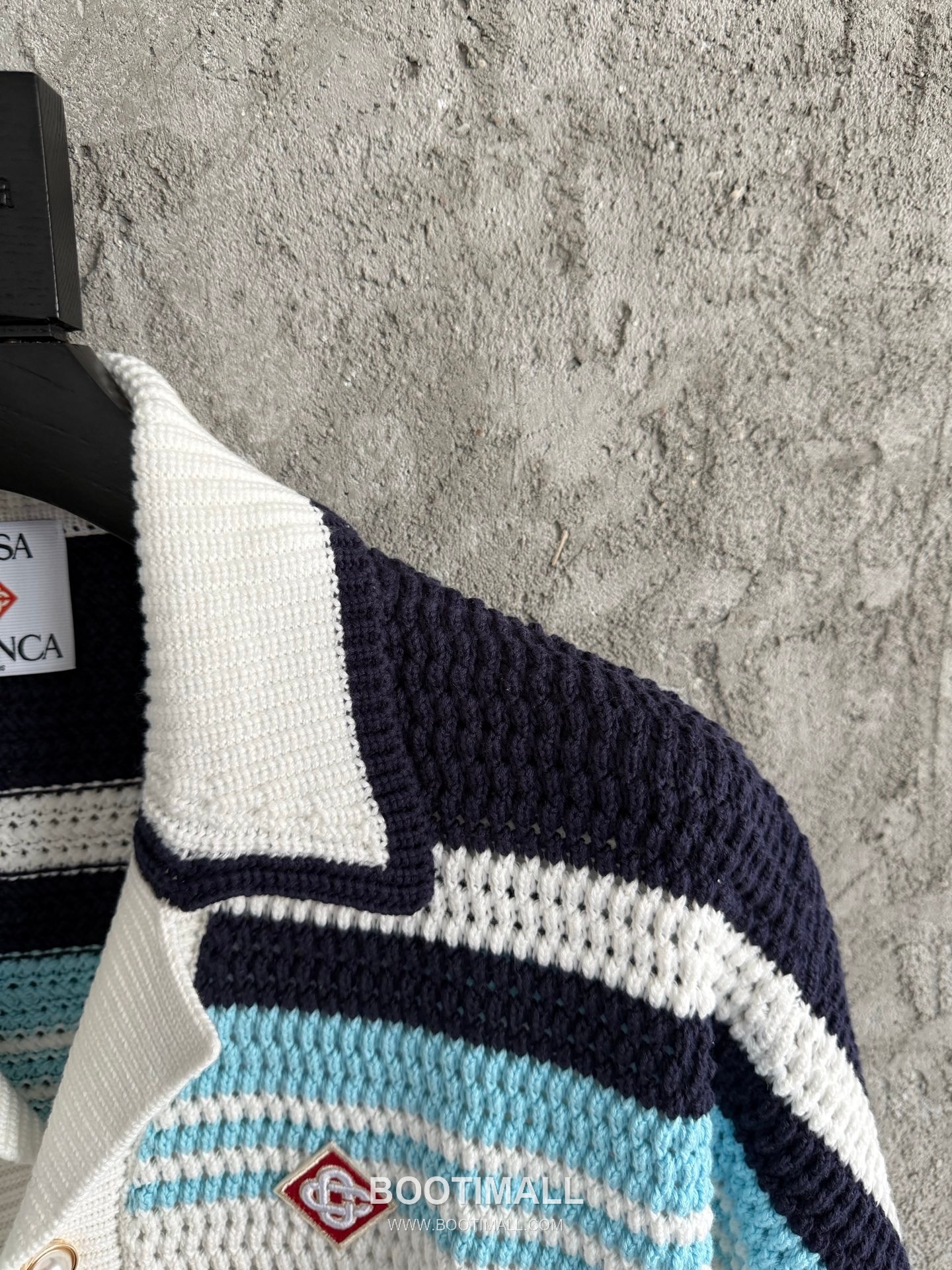 Casablanca Woven Stripe Shirt Cotton Navy Short Sleeve Shirt 카사블랑카 위븐 스트라이프 셔츠 코튼 네이비 반팔 셔츠 5