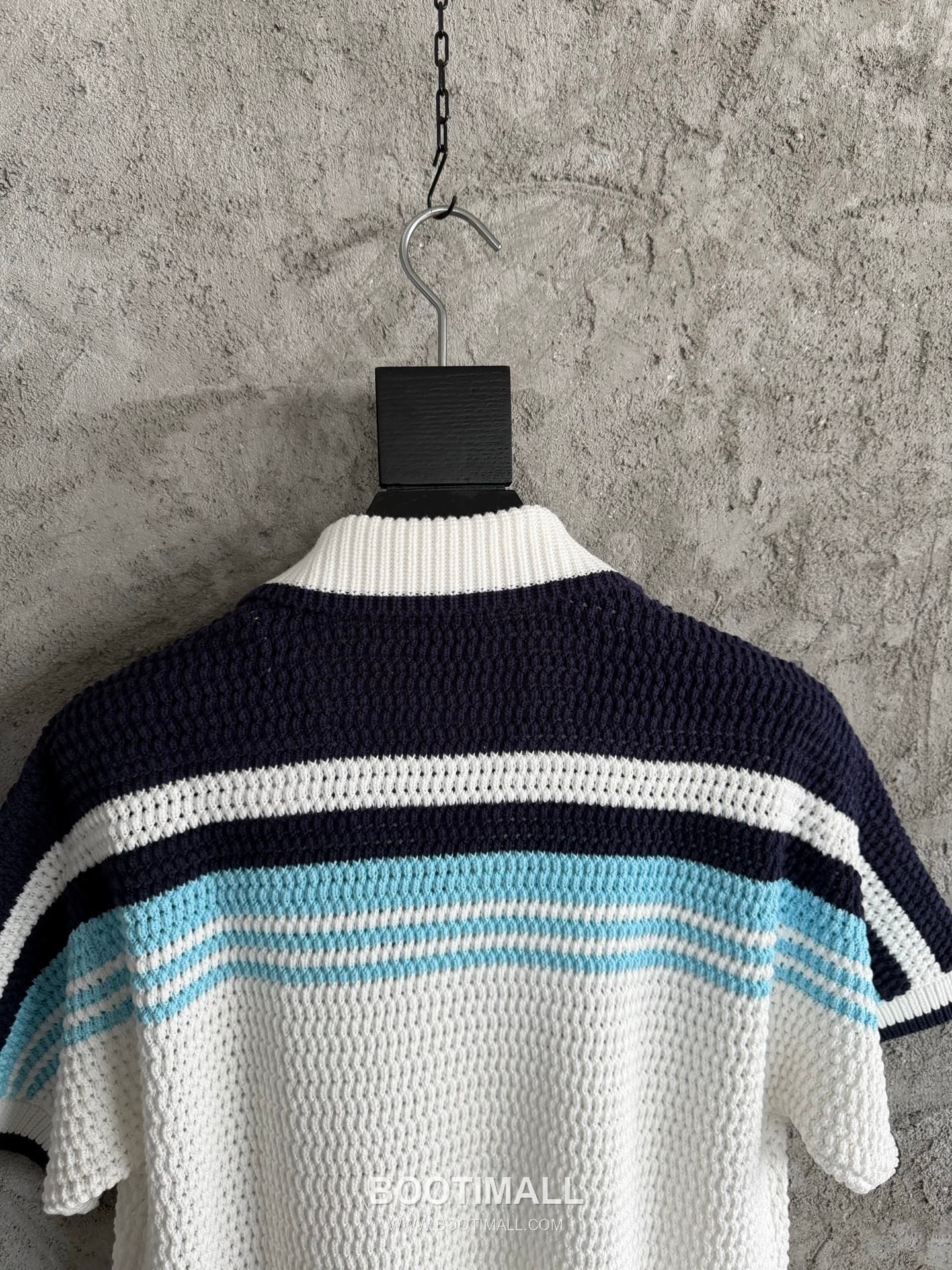 Casablanca Woven Stripe Shirt Cotton Navy Short Sleeve Shirt 카사블랑카 위븐 스트라이프 셔츠 코튼 네이비 반팔 셔츠 9