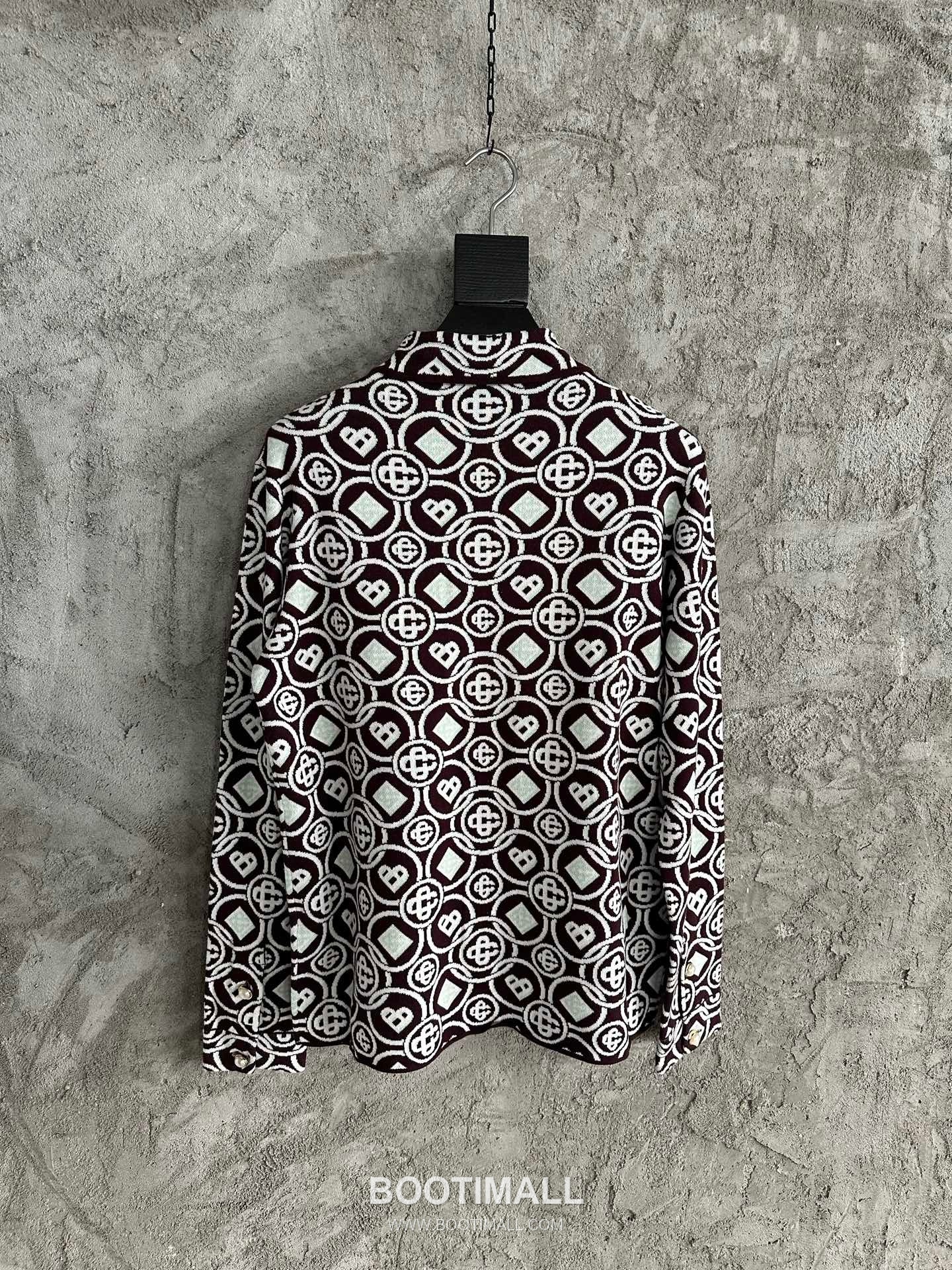 Casablanca Round Logo Knit Cotton Burgundy Knit Sweater 카사블랑카 라운드 로고 니트 코튼 버건디 니트 스웨터 2