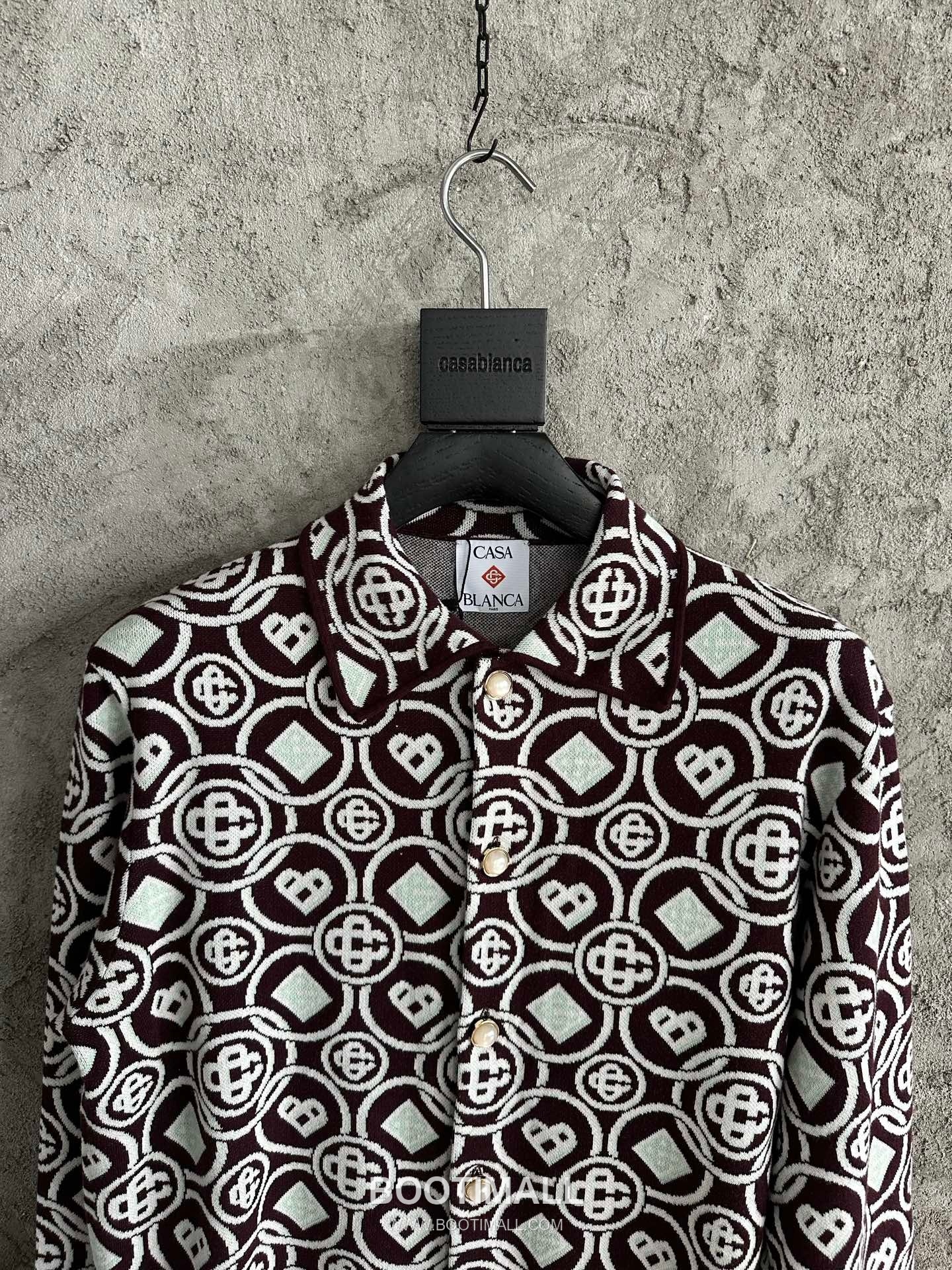 Casablanca Round Logo Knit Cotton Burgundy Knit Sweater 카사블랑카 라운드 로고 니트 코튼 버건디 니트 스웨터 3