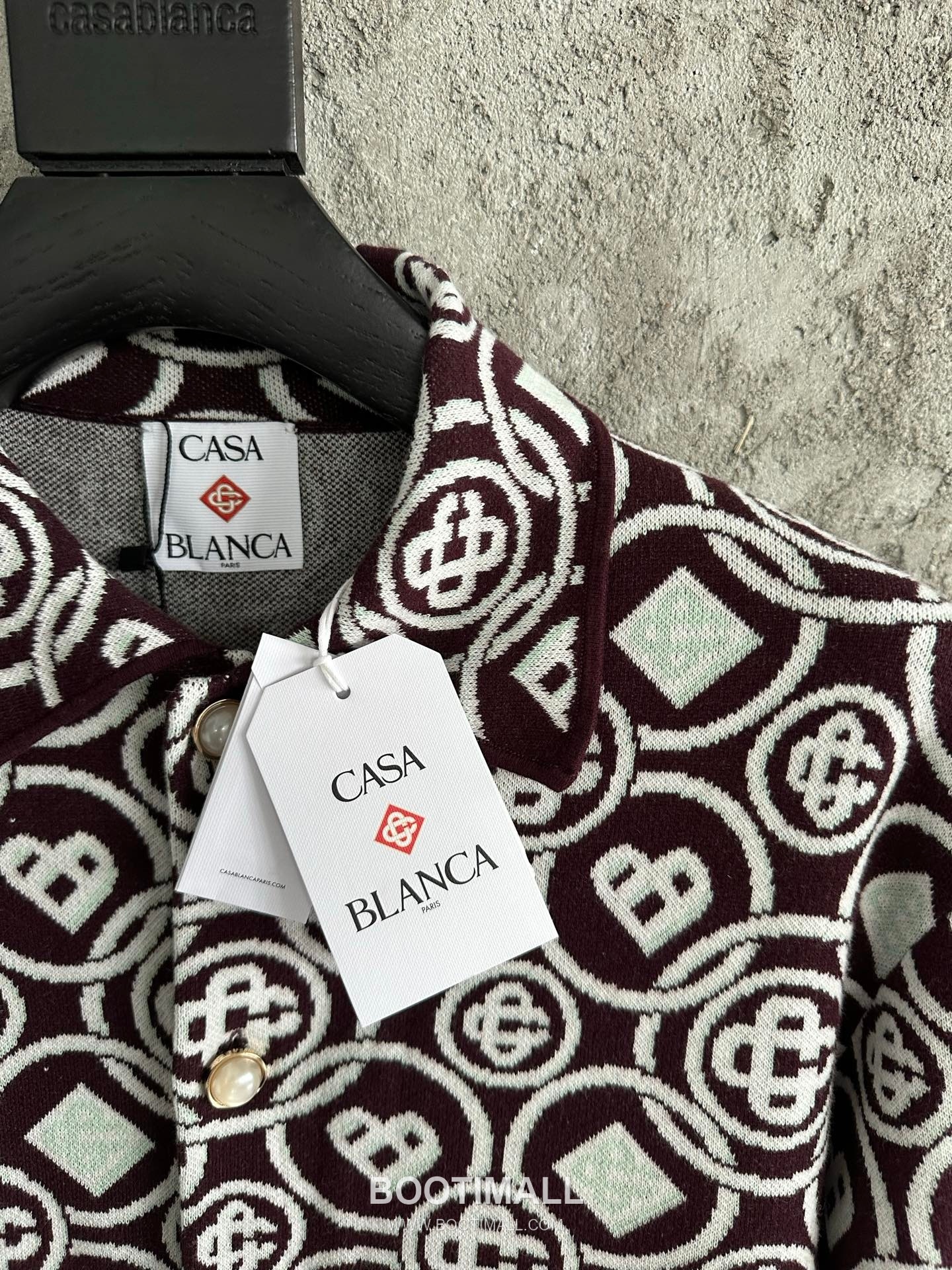 Casablanca Round Logo Knit Cotton Burgundy Knit Sweater 카사블랑카 라운드 로고 니트 코튼 버건디 니트 스웨터 4