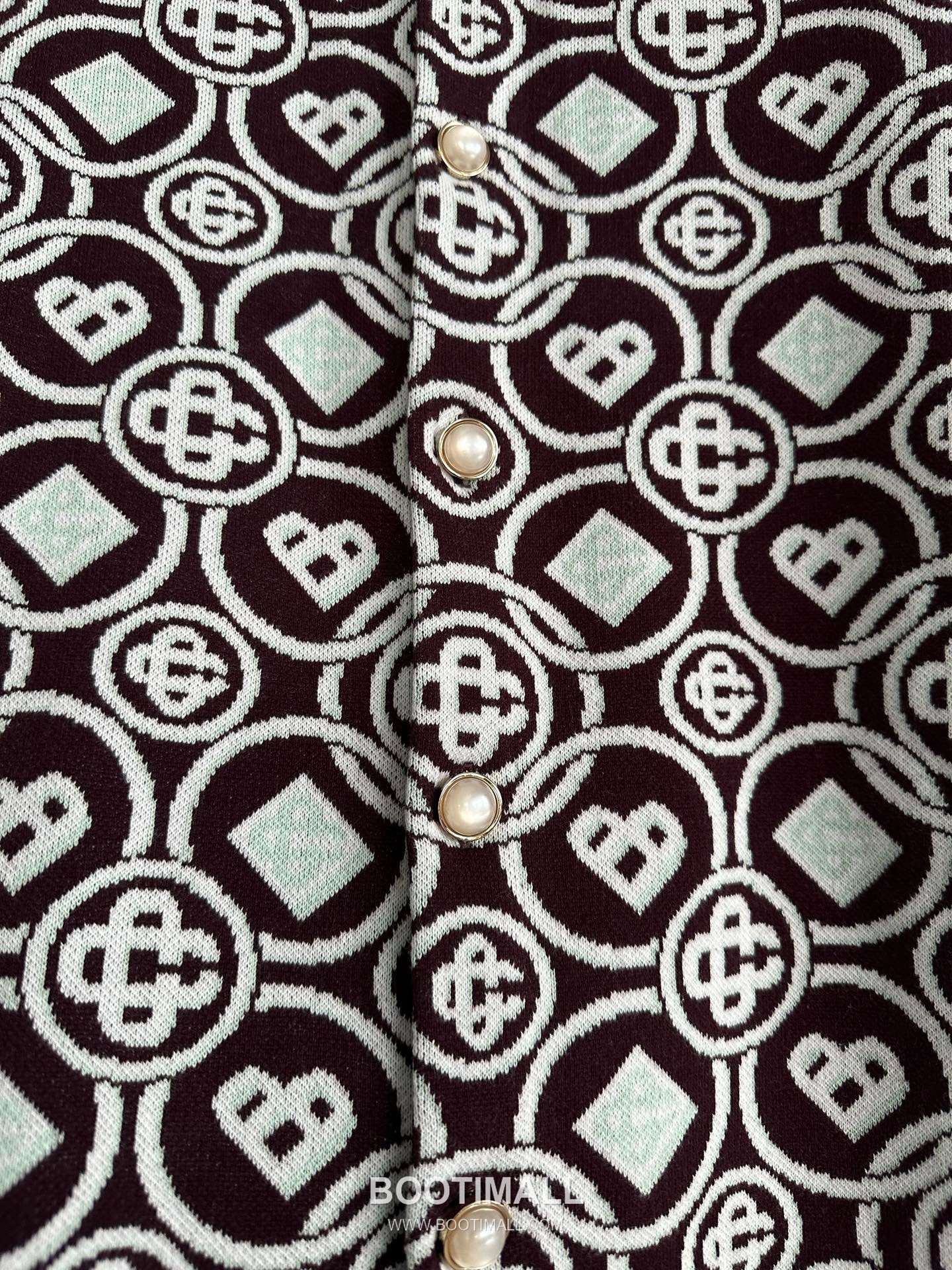 Casablanca Round Logo Knit Cotton Burgundy Knit Sweater 카사블랑카 라운드 로고 니트 코튼 버건디 니트 스웨터 6