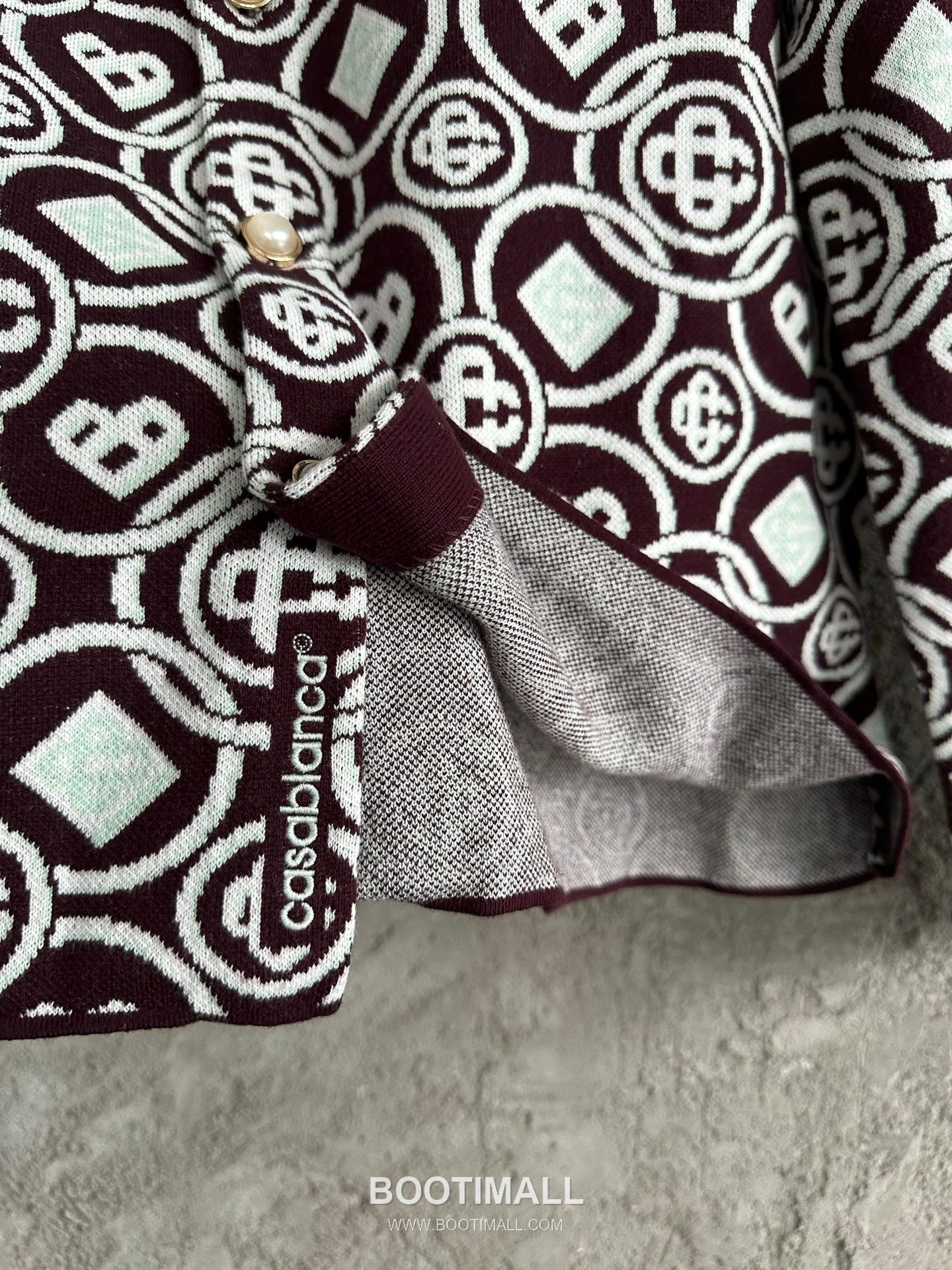 Casablanca Round Logo Knit Cotton Burgundy Knit Sweater 카사블랑카 라운드 로고 니트 코튼 버건디 니트 스웨터 7