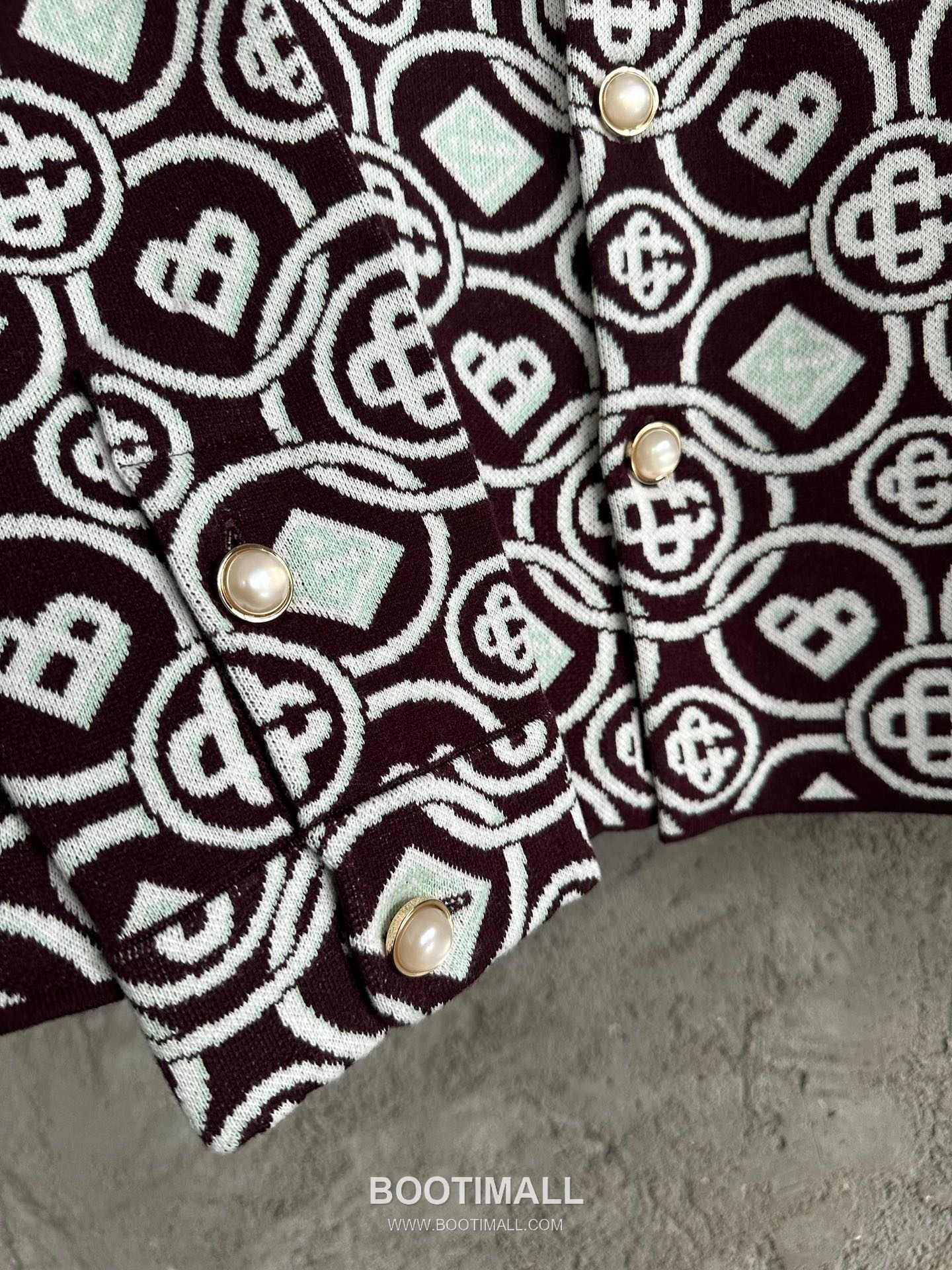 Casablanca Round Logo Knit Cotton Burgundy Knit Sweater 카사블랑카 라운드 로고 니트 코튼 버건디 니트 스웨터 8