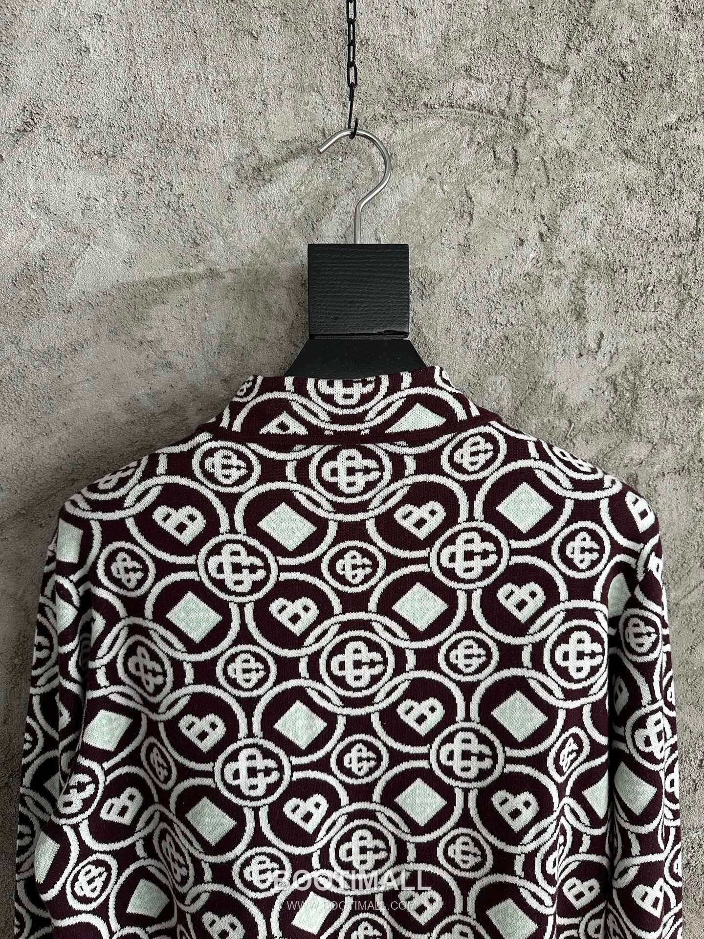 Casablanca Round Logo Knit Cotton Burgundy Knit Sweater 카사블랑카 라운드 로고 니트 코튼 버건디 니트 스웨터 9