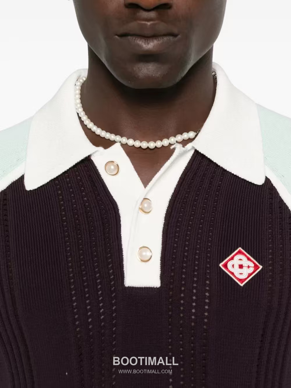 Casablanca Colorblock Polo Shirt Cotton Burgundy 카사블랑카 컬러블록 폴로 셔츠 코튼 버건디 2