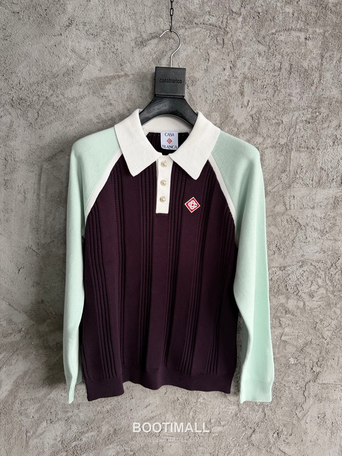 Casablanca Colorblock Polo Shirt Cotton Burgundy 카사블랑카 컬러블록 폴로 셔츠 코튼 버건디 4