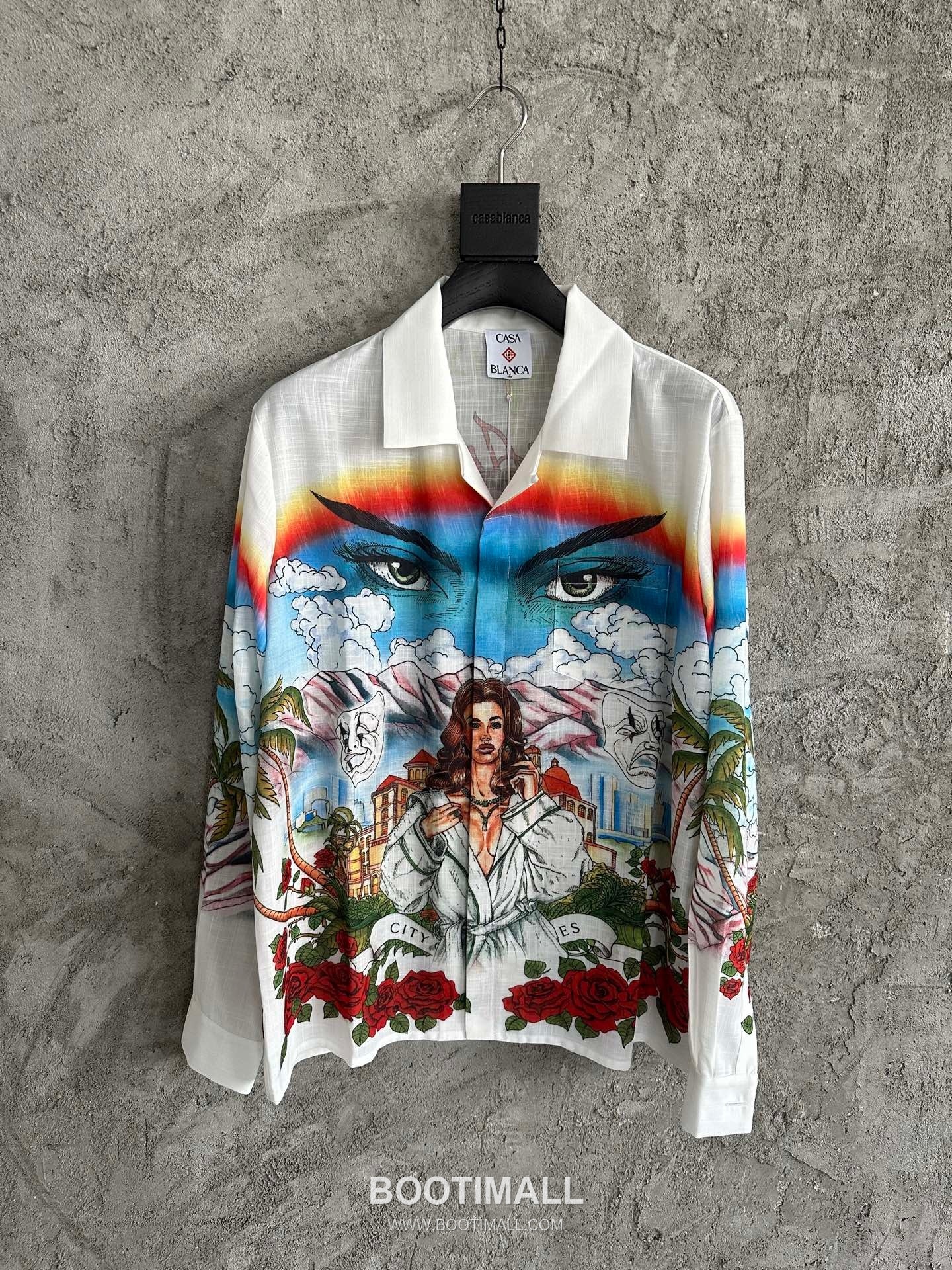 Casablanca Mask Print Shirt Cotton Linen White 카사블랑카 마스크 프린트 셔츠 코튼 린넨 화이트 2