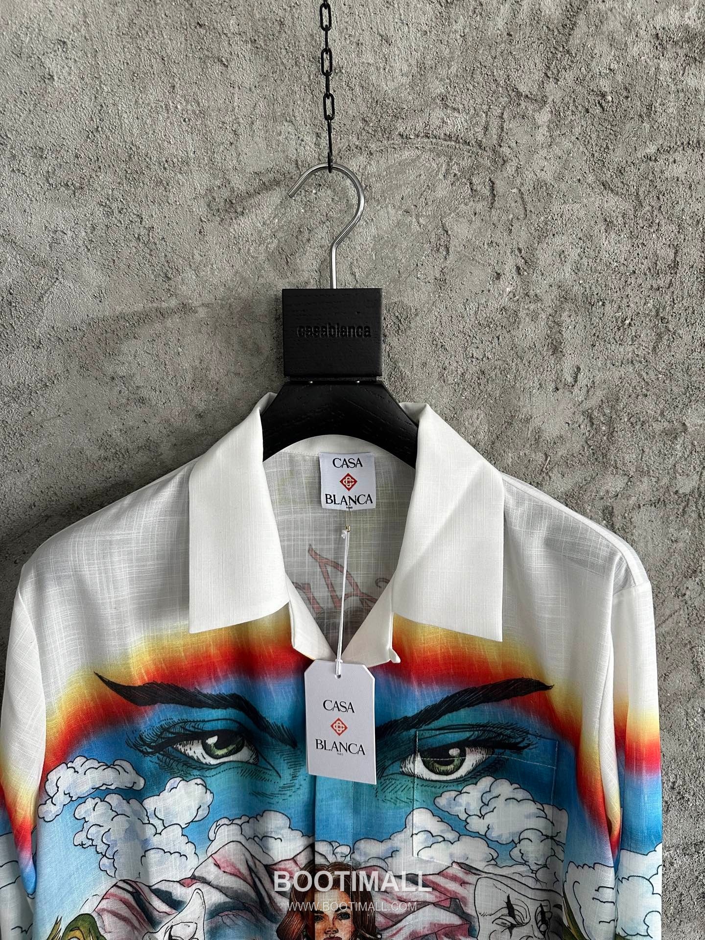Casablanca Mask Print Shirt Cotton Linen White 카사블랑카 마스크 프린트 셔츠 코튼 린넨 화이트 4
