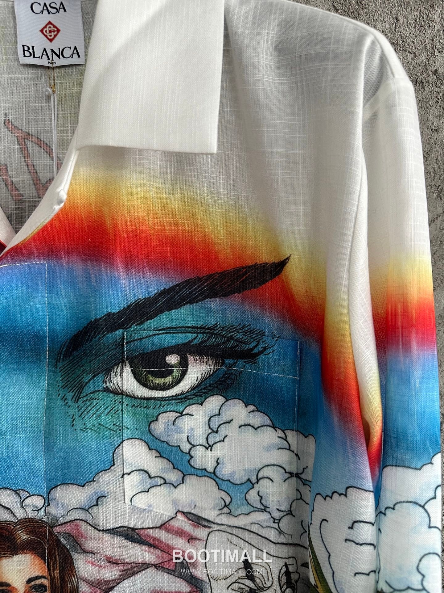Casablanca Mask Print Shirt Cotton Linen White 카사블랑카 마스크 프린트 셔츠 코튼 린넨 화이트 7