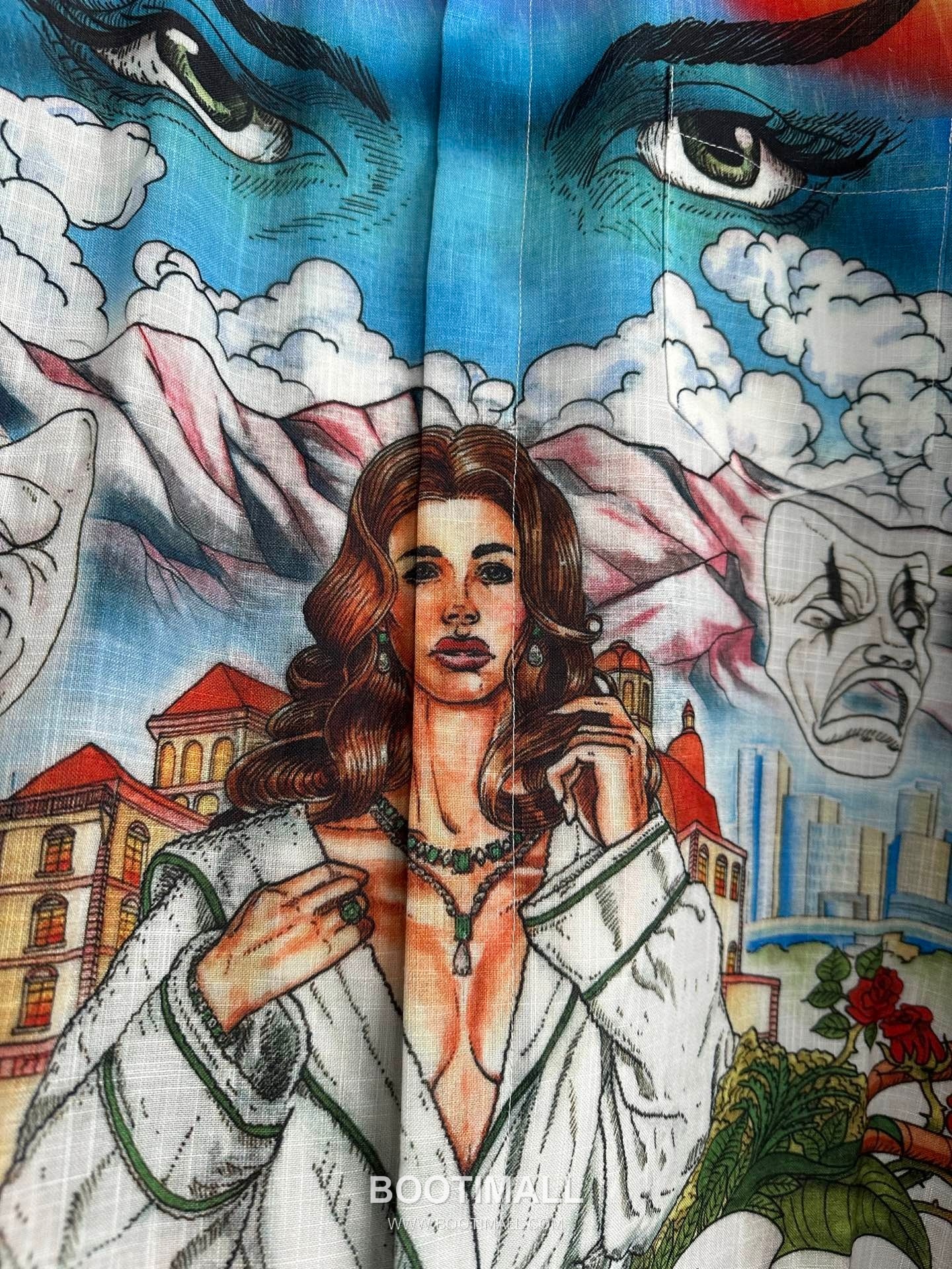 Casablanca Mask Print Shirt Cotton Linen White 카사블랑카 마스크 프린트 셔츠 코튼 린넨 화이트 8